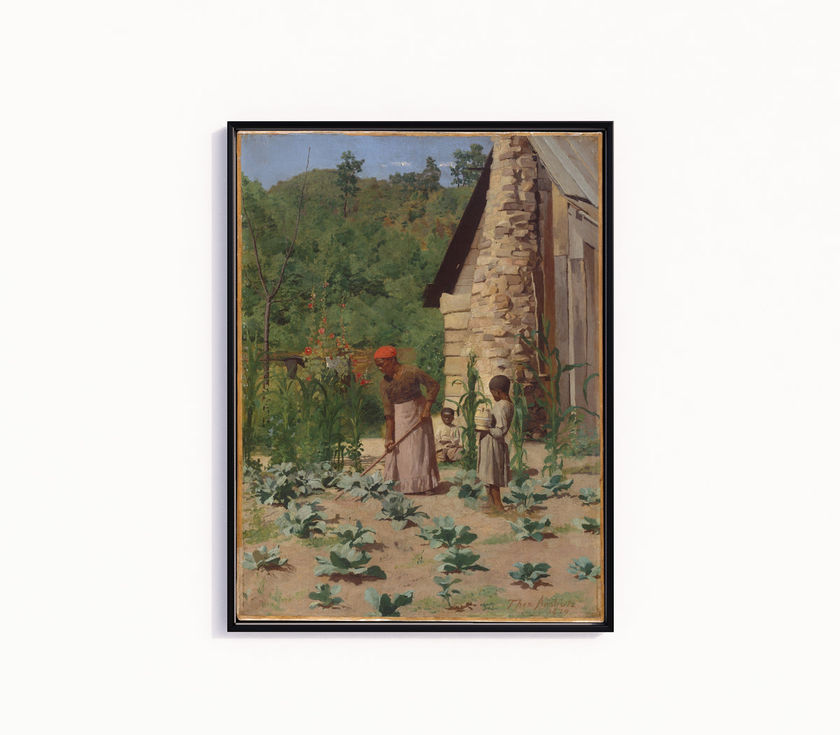 Framed art print of The Way They Live by Thomas Anshutz, in a slim black frame on a plain white wall
