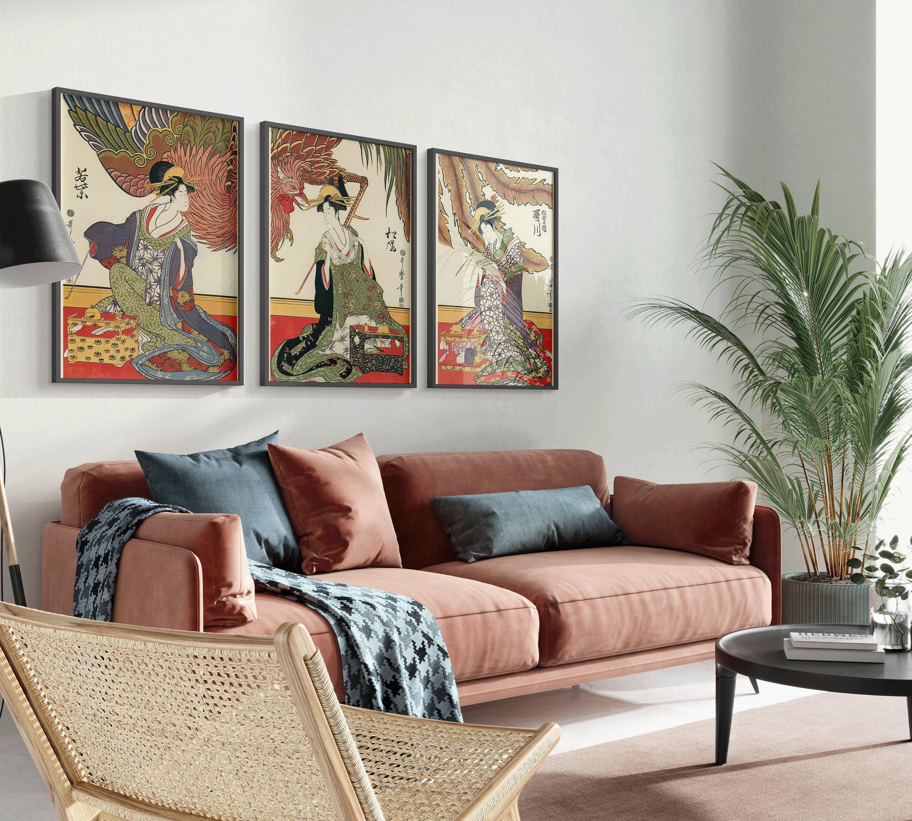 Three Beauties | STATEMENT TRIO Vintage Japanese Woodblock Art available framed or unframed - 9ArtPrints