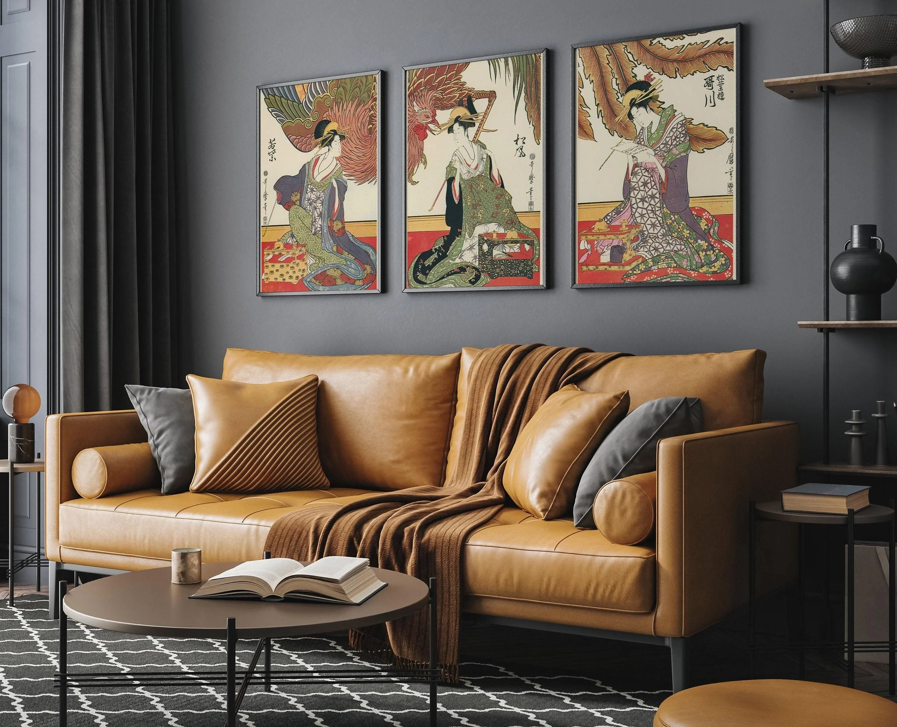 Three Beauties | STATEMENT TRIO Vintage Japanese Woodblock Art available framed or unframed - 9ArtPrints
