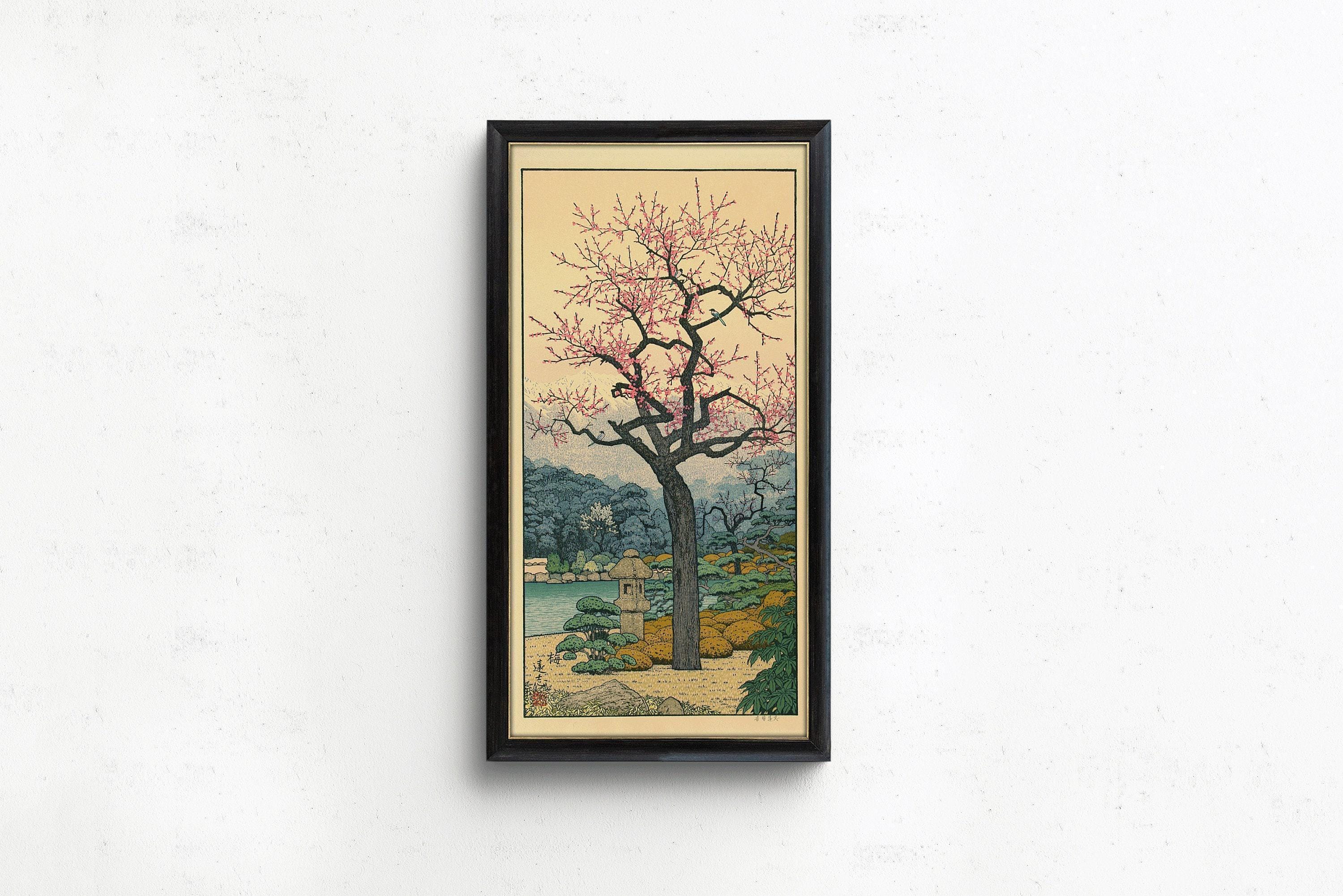 Toshi Yoshida - Friendly Garden (Plum) | PRINT | Vintage Asian Japanese Tall Art (available handframed or unframed) 2x1 - 9ArtPrints