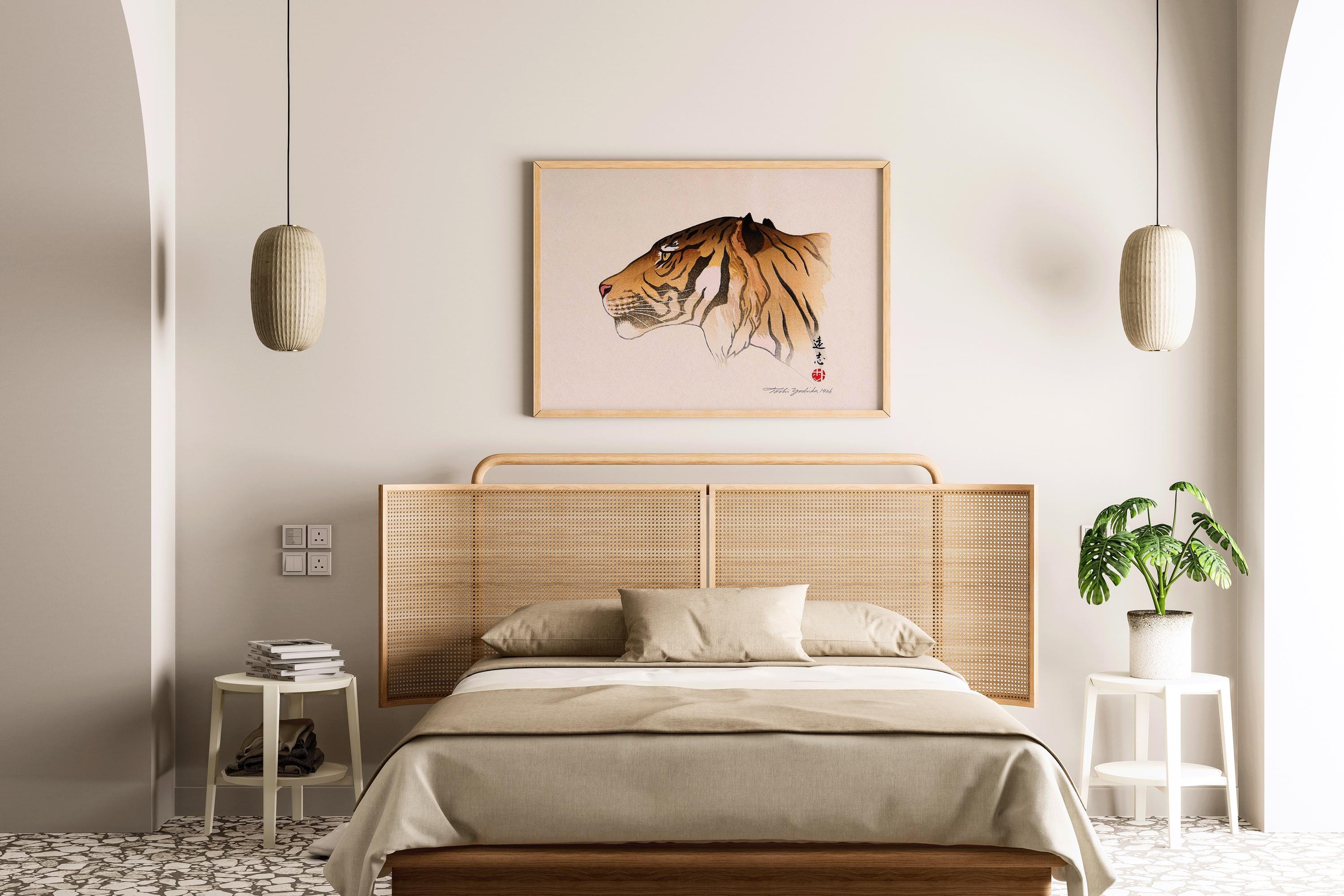 Toshi Yoshida Tiger Head Giclée Print: Japanese Woodblock Art - 9ArtPrints