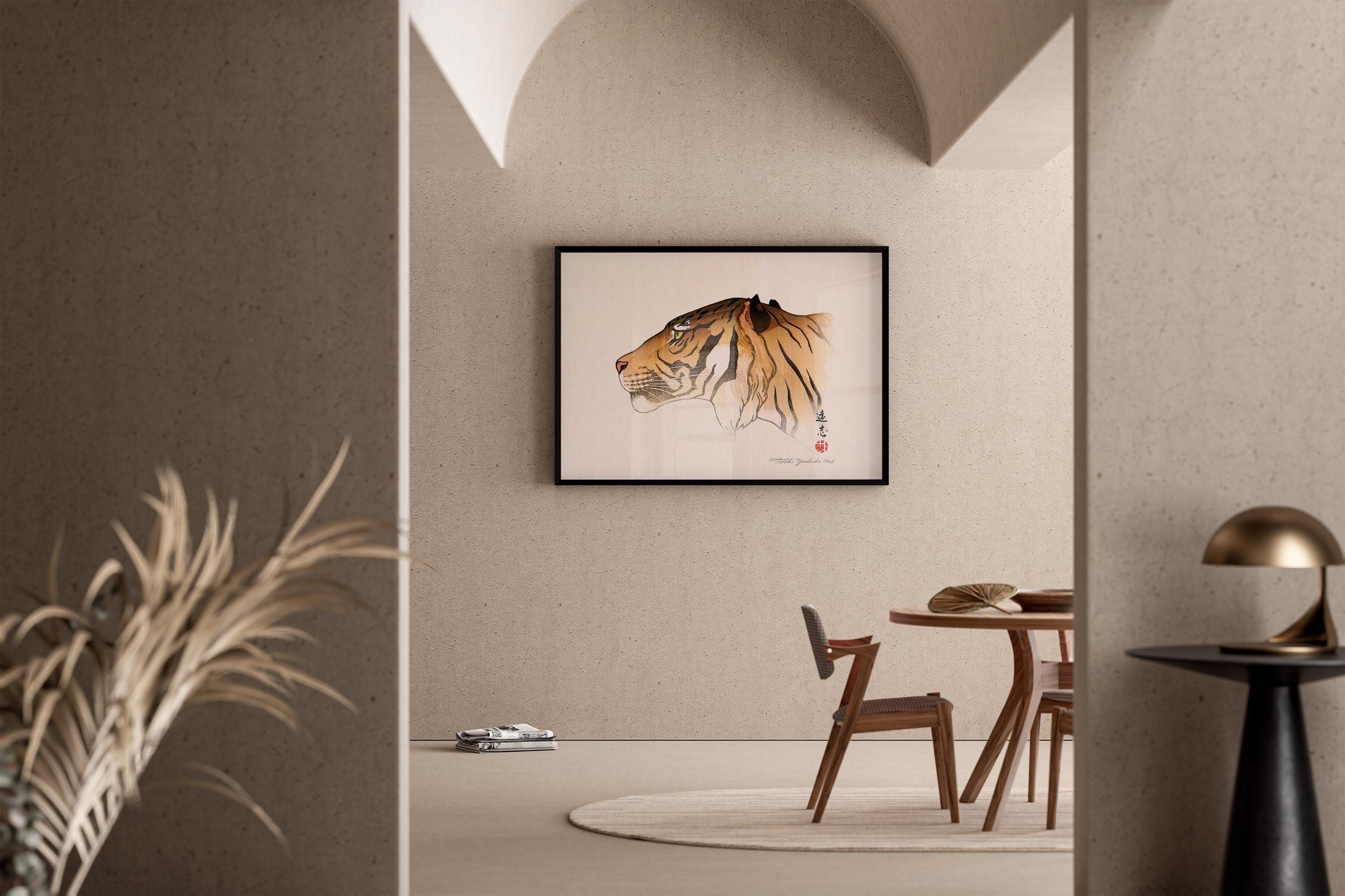 Toshi Yoshida Tiger Head Giclée Print: Japanese Woodblock Art - 9ArtPrints