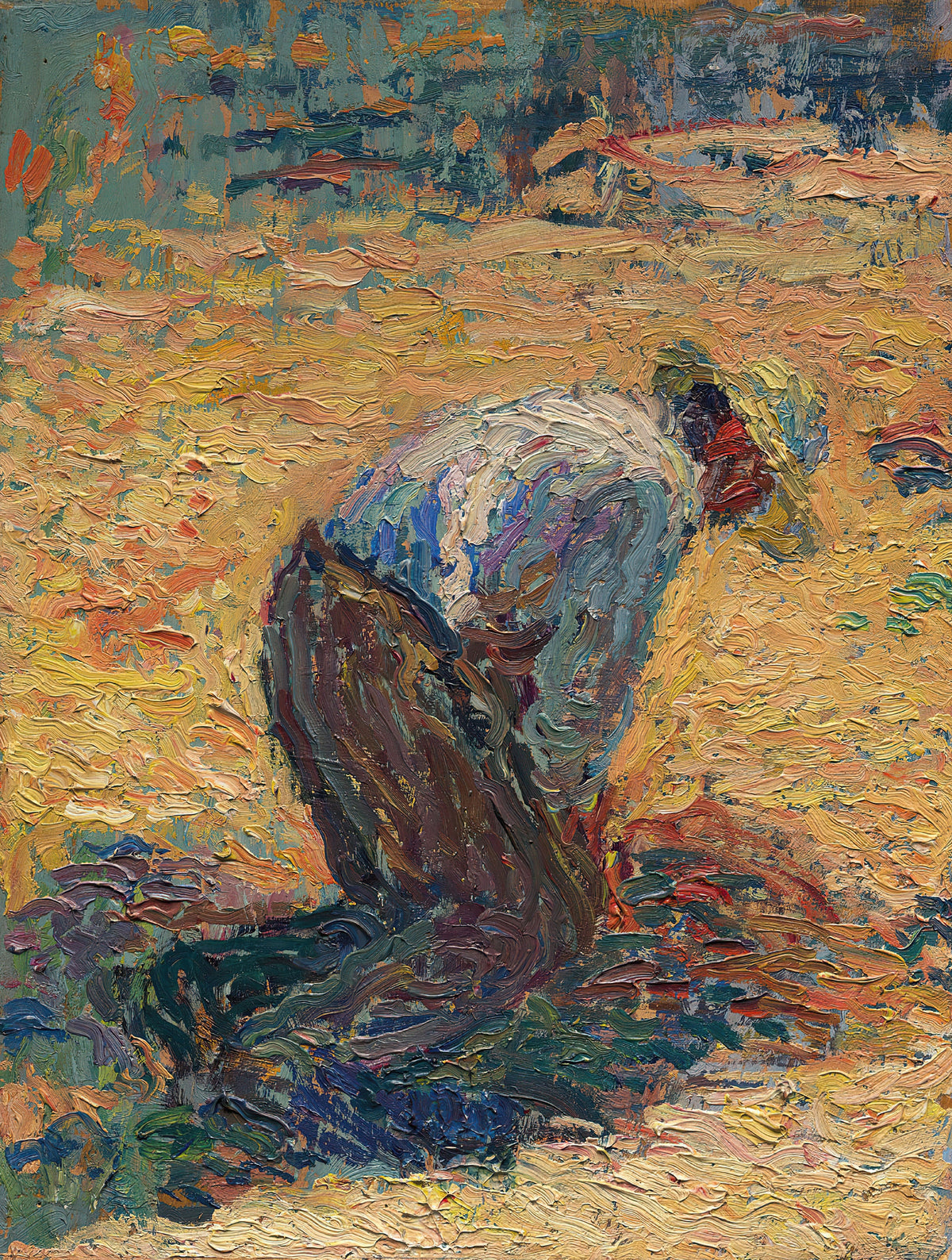 Henri Martin — Étude pour La Moisson (Crouching Harvester) | Pointillist Portrait Print