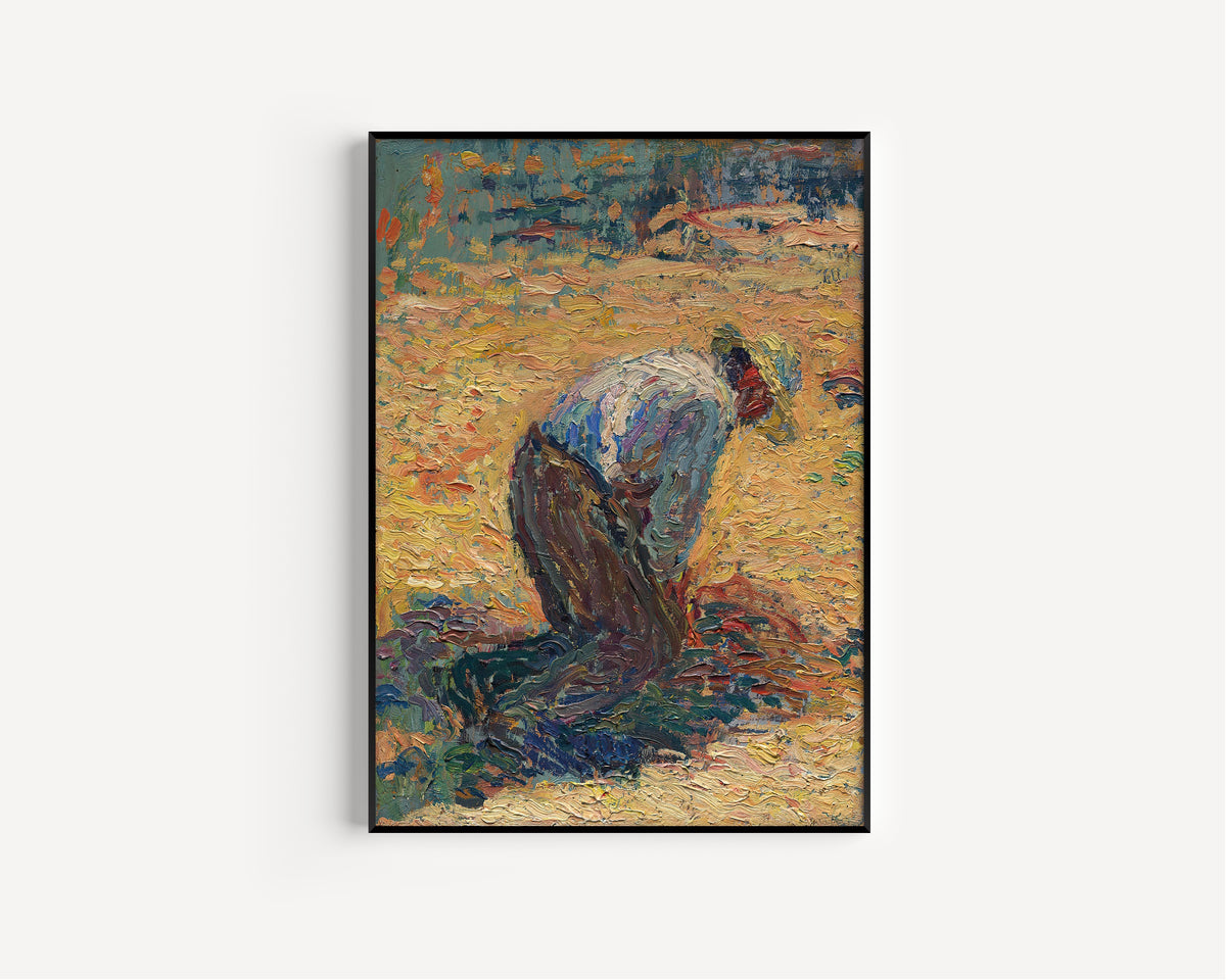 Henri Martin — Étude pour La Moisson (Crouching Harvester) | Pointillist Portrait Print