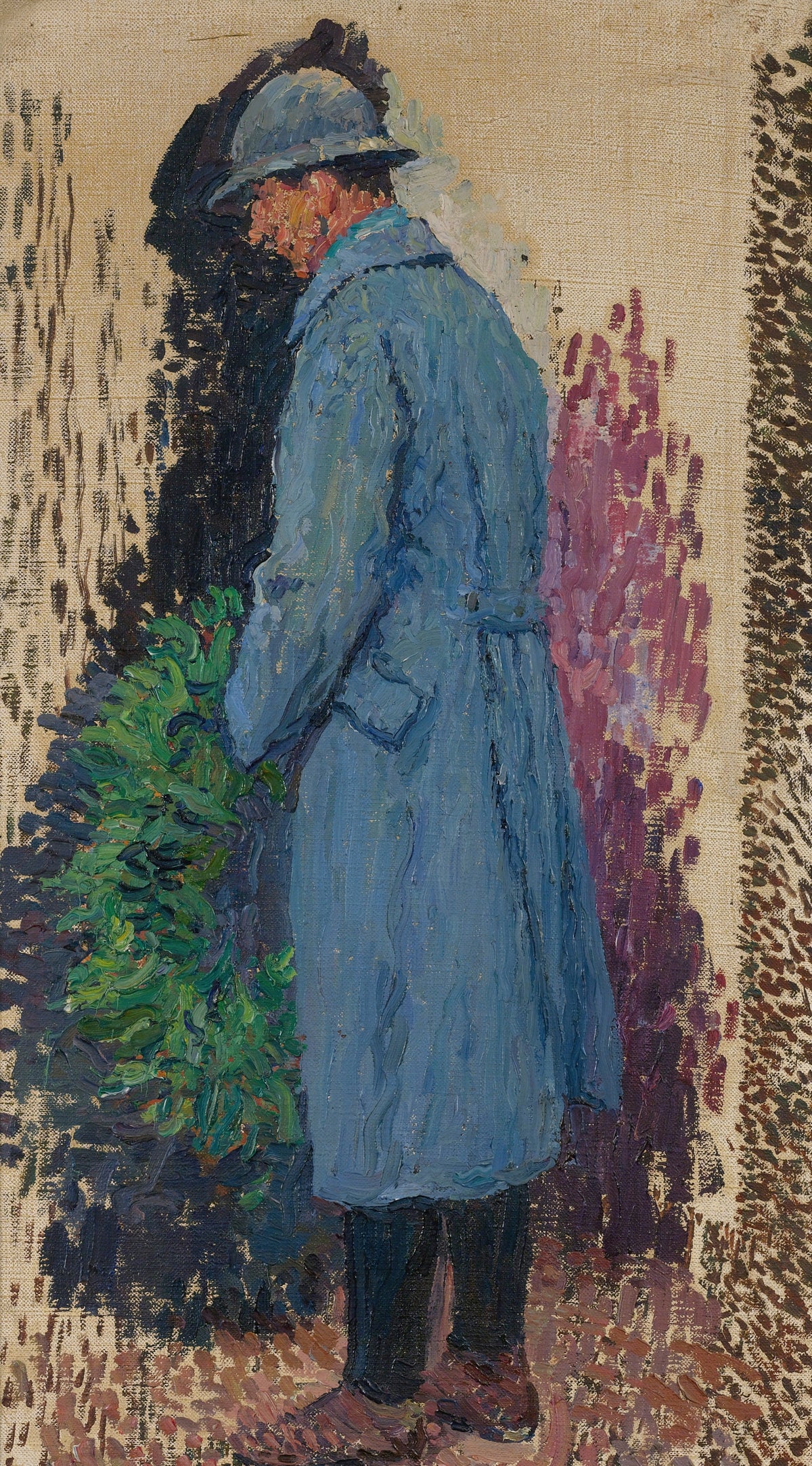 Henri Martin — Étude pour le monument aux morts, l'homme avec une couronne mortuaire de laurier | Pointillist Portrait Print