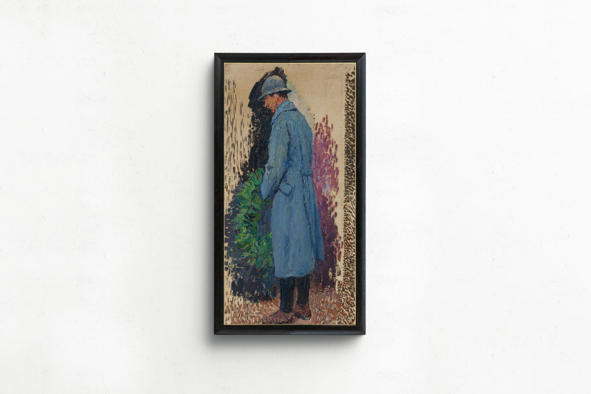 Henri Martin — Étude pour le monument aux morts, l'homme avec une couronne mortuaire de laurier | Pointillist Portrait Print