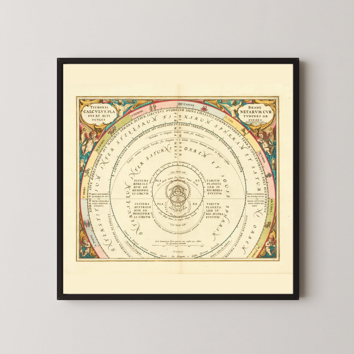 Andreas Cellarius — Tycho Brahe's Calculation of the Planetary Courses (Plate 9) | Celestial Map Print