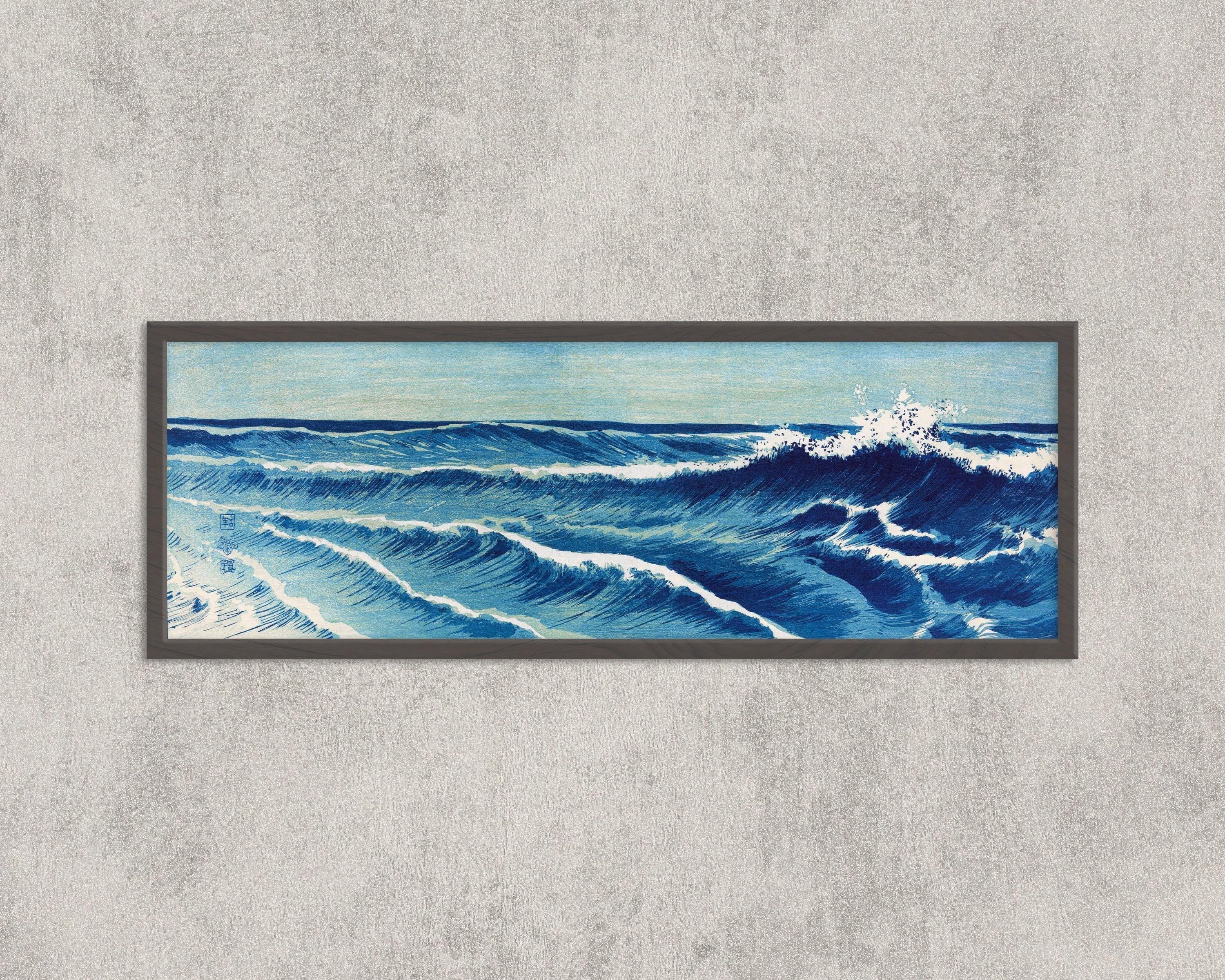 Uehara Konen - Ocean Waves | PRINT | An Incredible Vintage Japanese Seascape Super Wide Art in Blue (available framed) 3x1 - 9ArtPrints