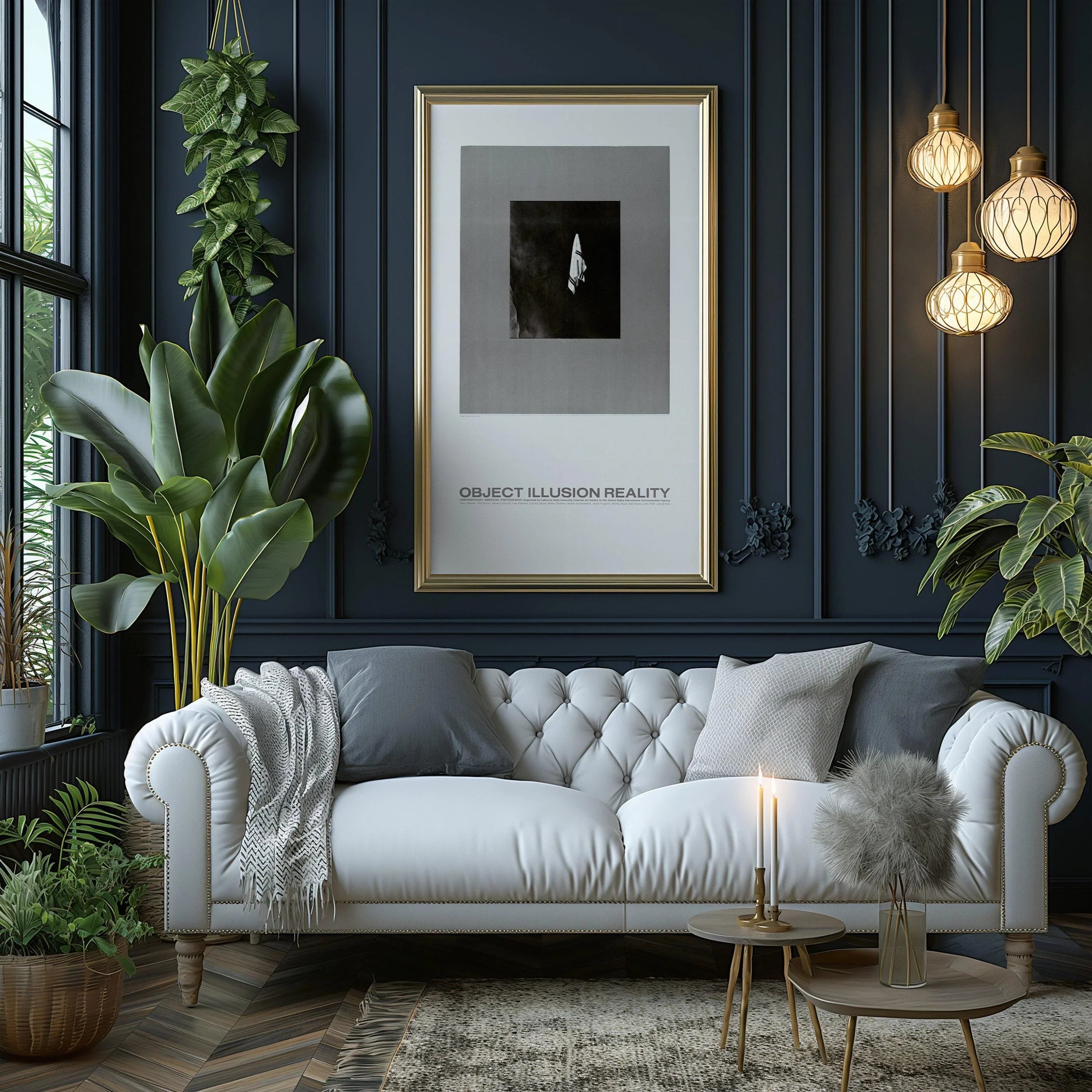 USIA Poster - Object Illusion Reality PRINT | Monochrome Vintage Narrow Vertical Midcentury Modern Art (available framed) 2x1 - 9ArtPrints