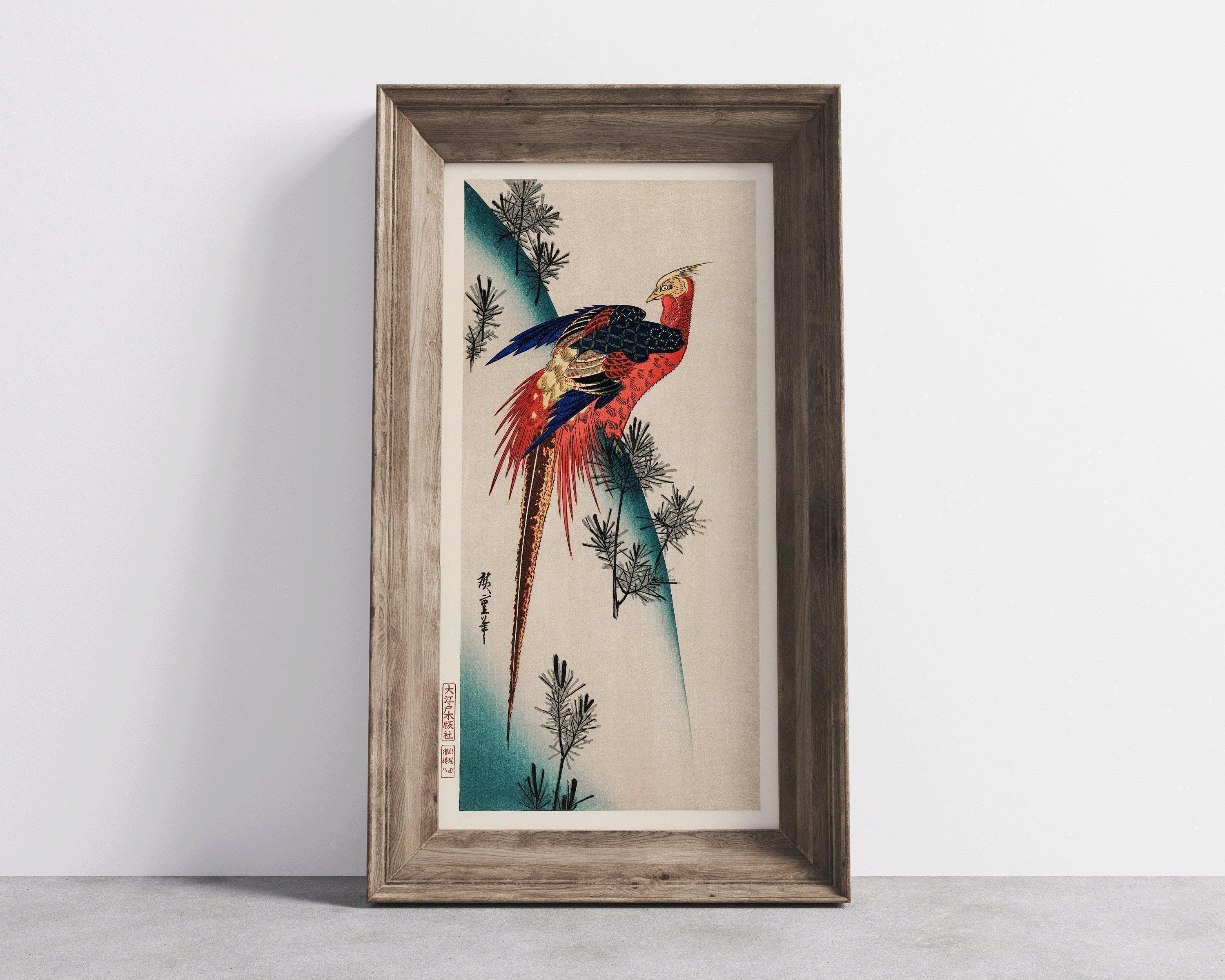 Utagawa Hiroshige - Pheasant and Small Pine | PRINT | Vintage Asian Japanese Narrow Tall Art (available handframed) 2x1 - 9ArtPrints