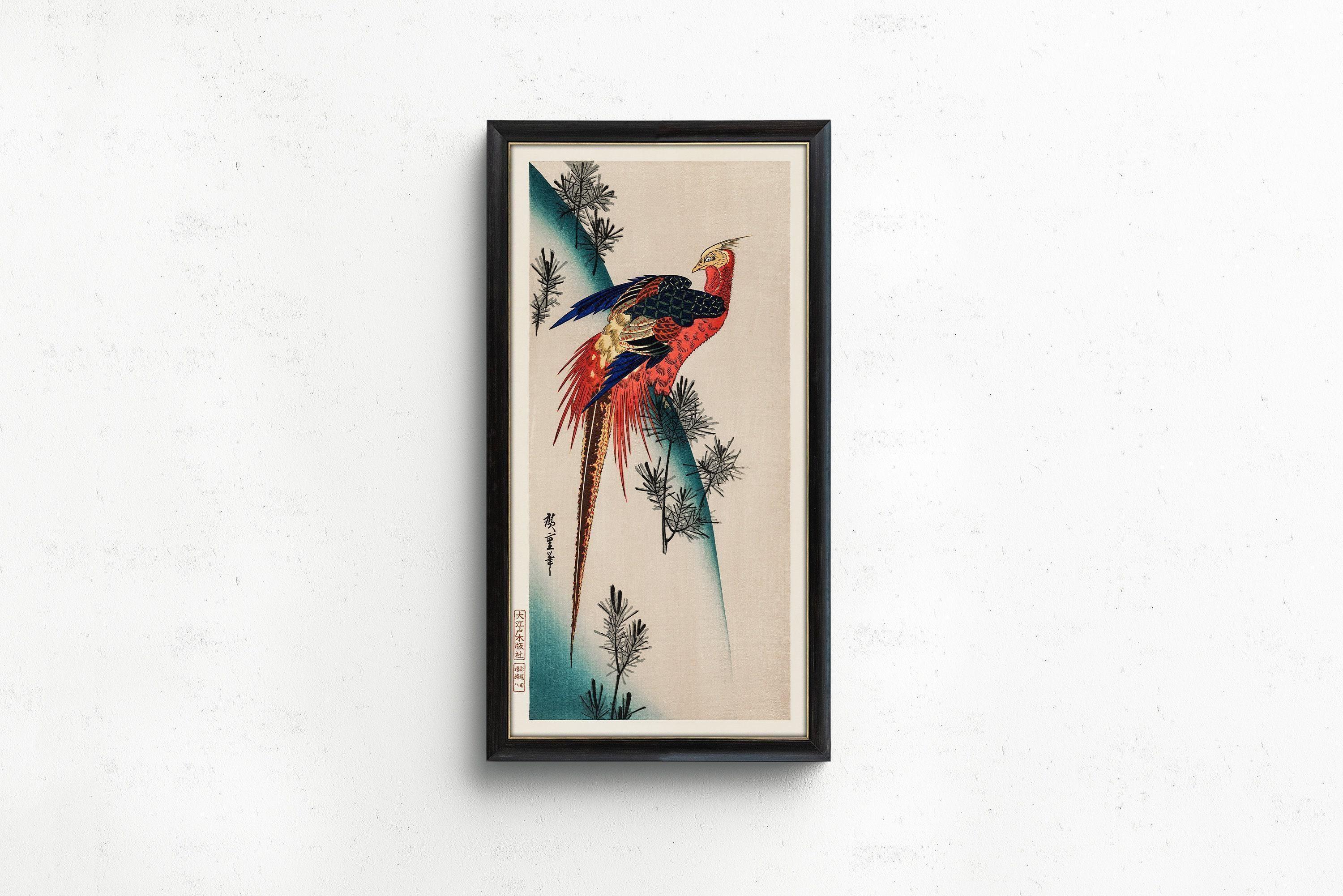 Utagawa Hiroshige - Pheasant and Small Pine | PRINT | Vintage Asian Japanese Narrow Tall Art (available handframed) 2x1 - 9ArtPrints