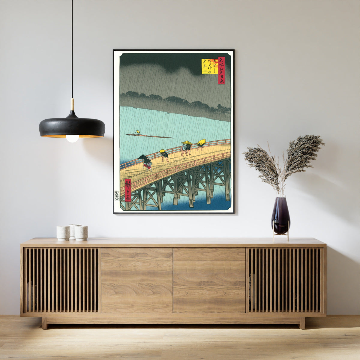 Utagawa Hiroshige — Sudden Shower over Shin-Ōhashi Bridge and Atake | Japanese Woodblock Print (Ukiyo-e) - 9ArtPrints