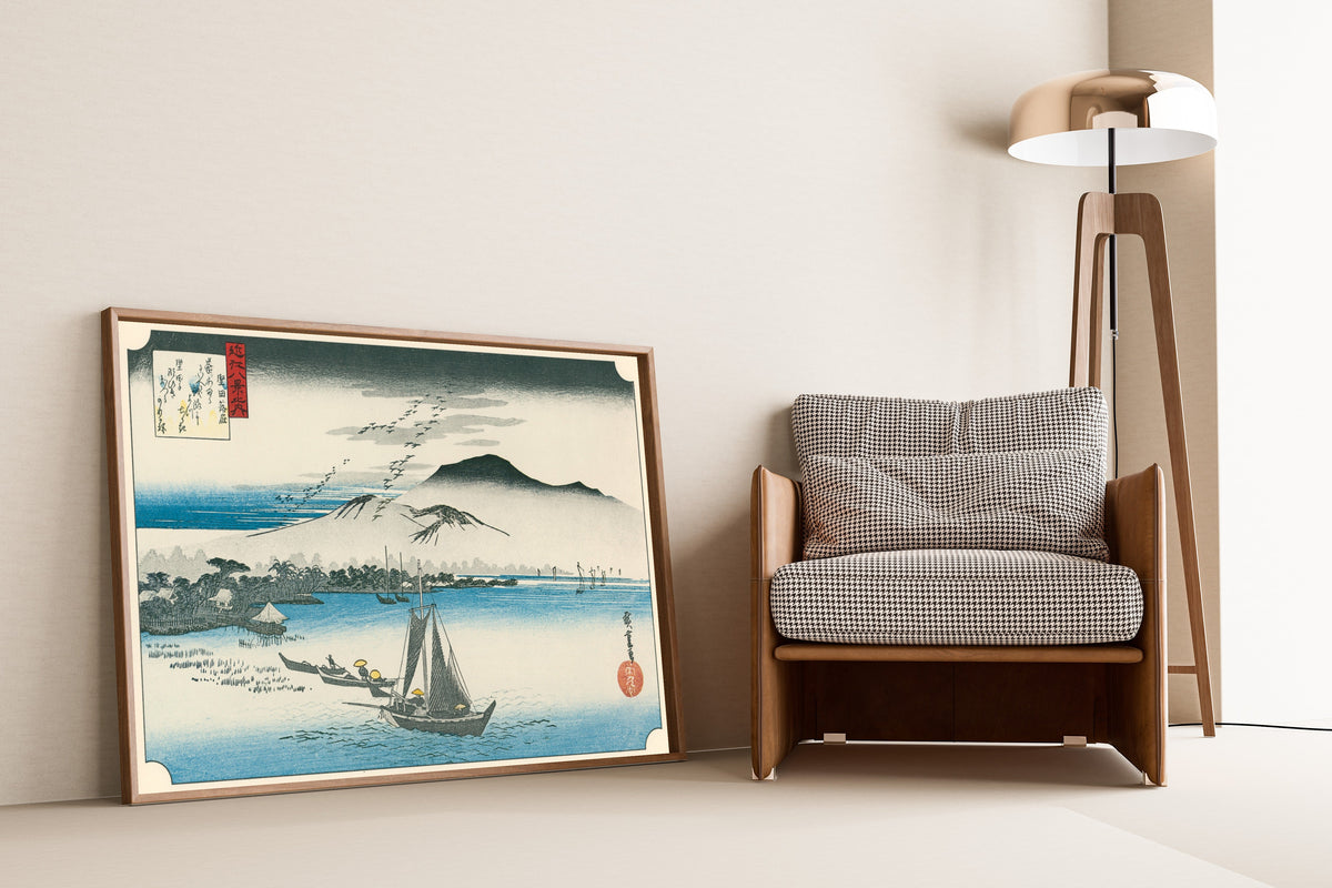 Utagawa Hiroshige — Wild Geese alighting at Katada | Japanese Woodblock Print (Ukiyo-e) - 9ArtPrints