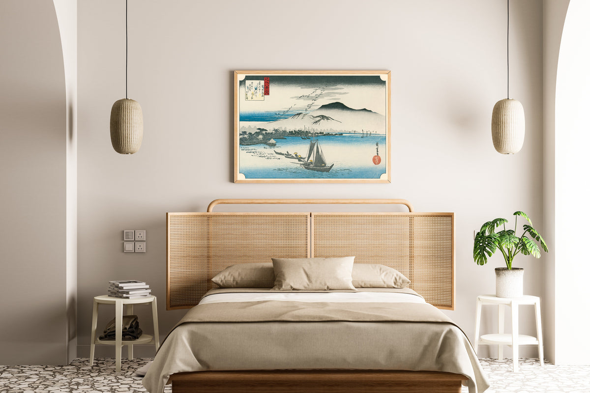Utagawa Hiroshige — Wild Geese alighting at Katada | Japanese Woodblock Print (Ukiyo-e) - 9ArtPrints