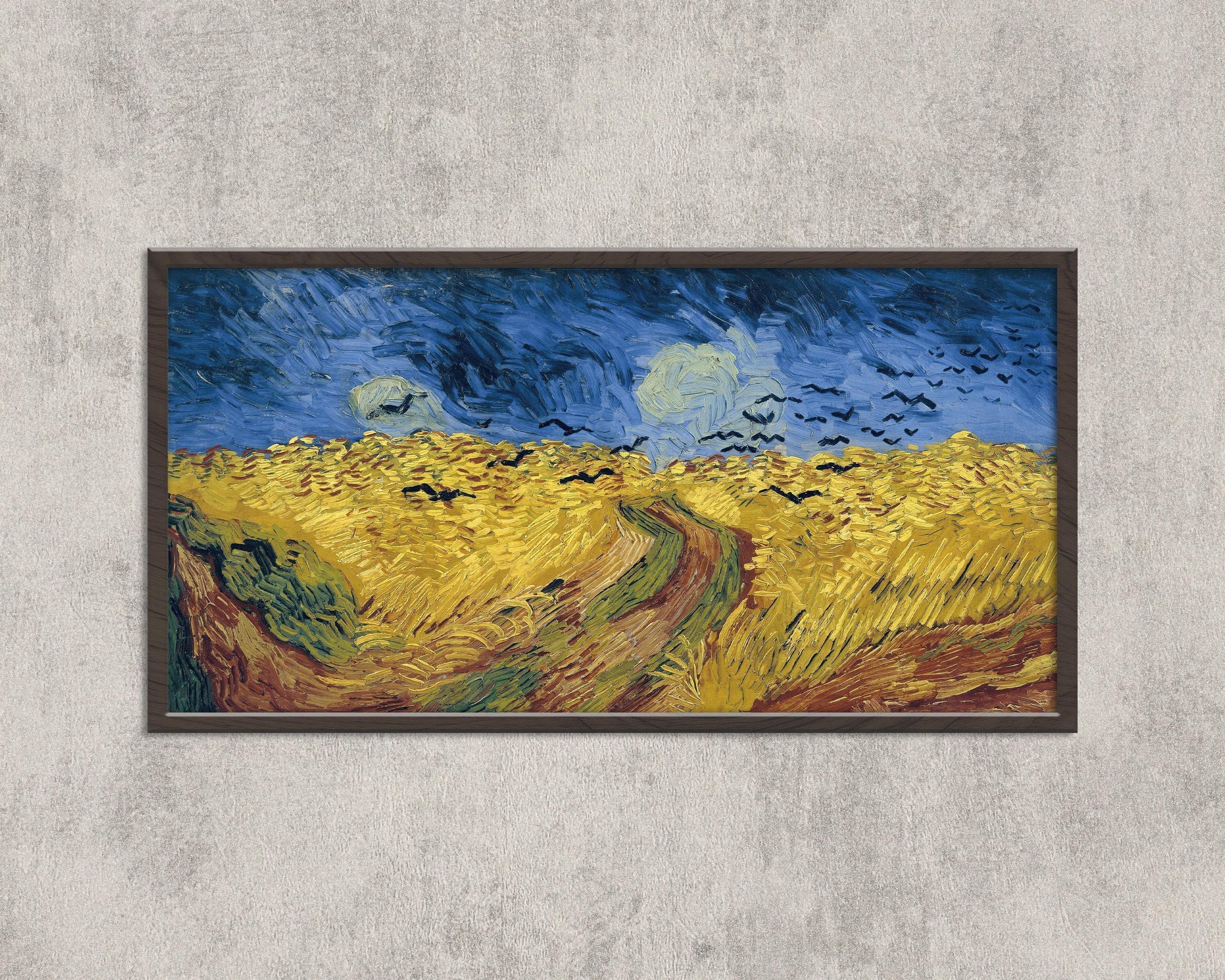 Van Gogh Wheatfield with Crows Print: Vintage Panoramic Art, Handframed Option (2x1) - 9ArtPrints