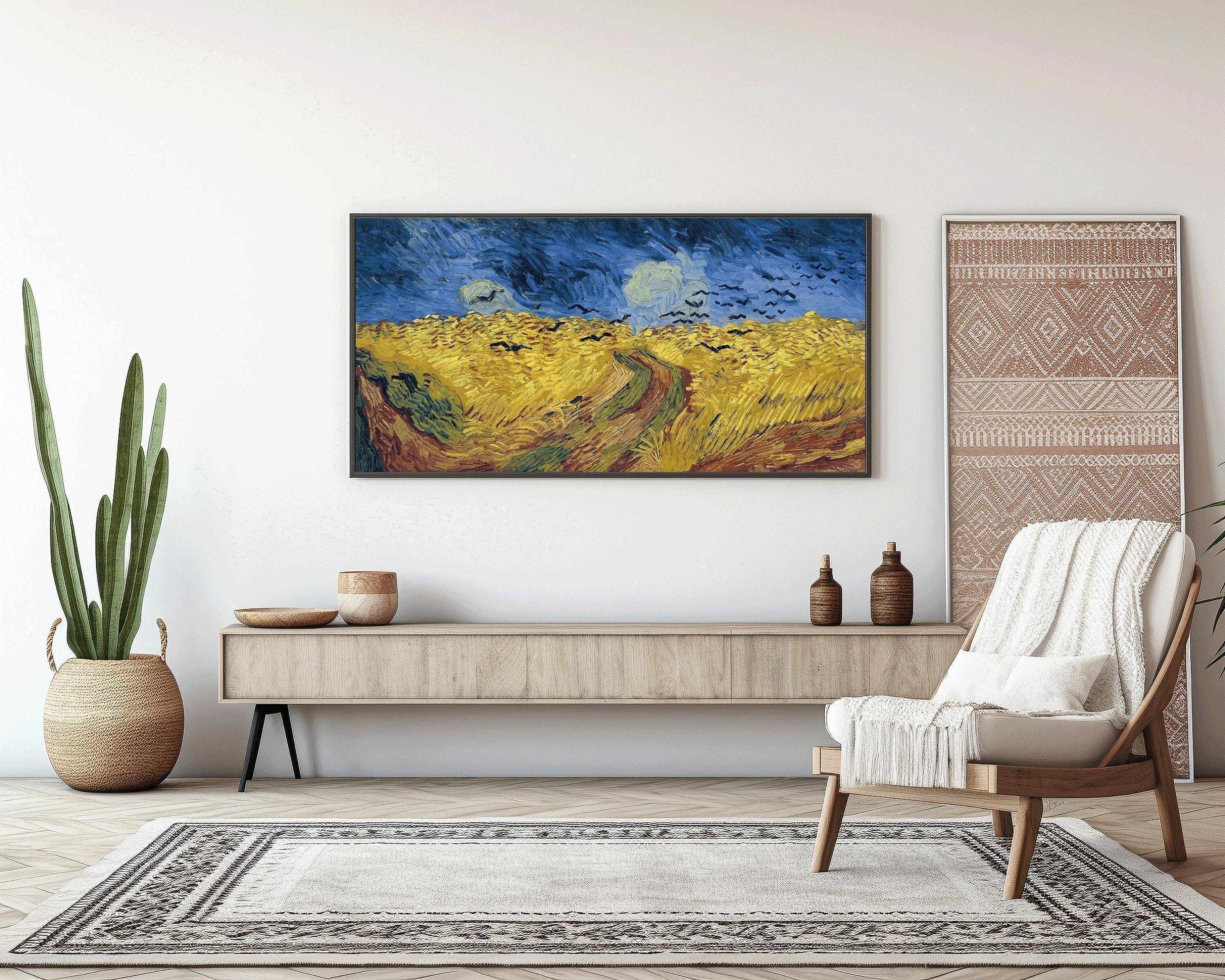 Van Gogh Wheatfield with Crows Print: Vintage Panoramic Art, Handframed Option (2x1) - 9ArtPrints