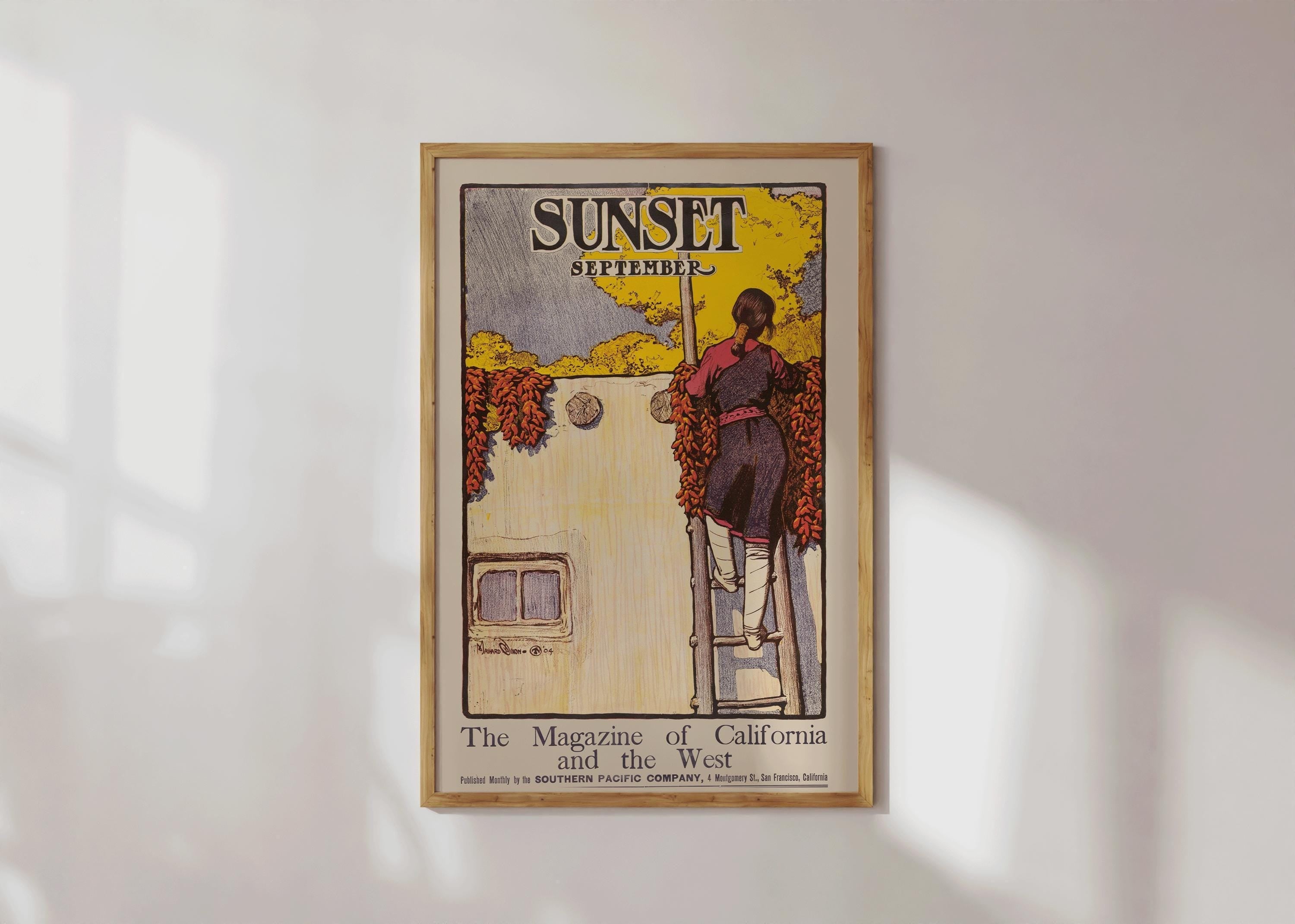 Vibrant California Adobe & Chili Ristras - Maynard Dixon Magazine Cover | Vintage Western Illustration Available Handframed or Unframed - 9ArtPrints