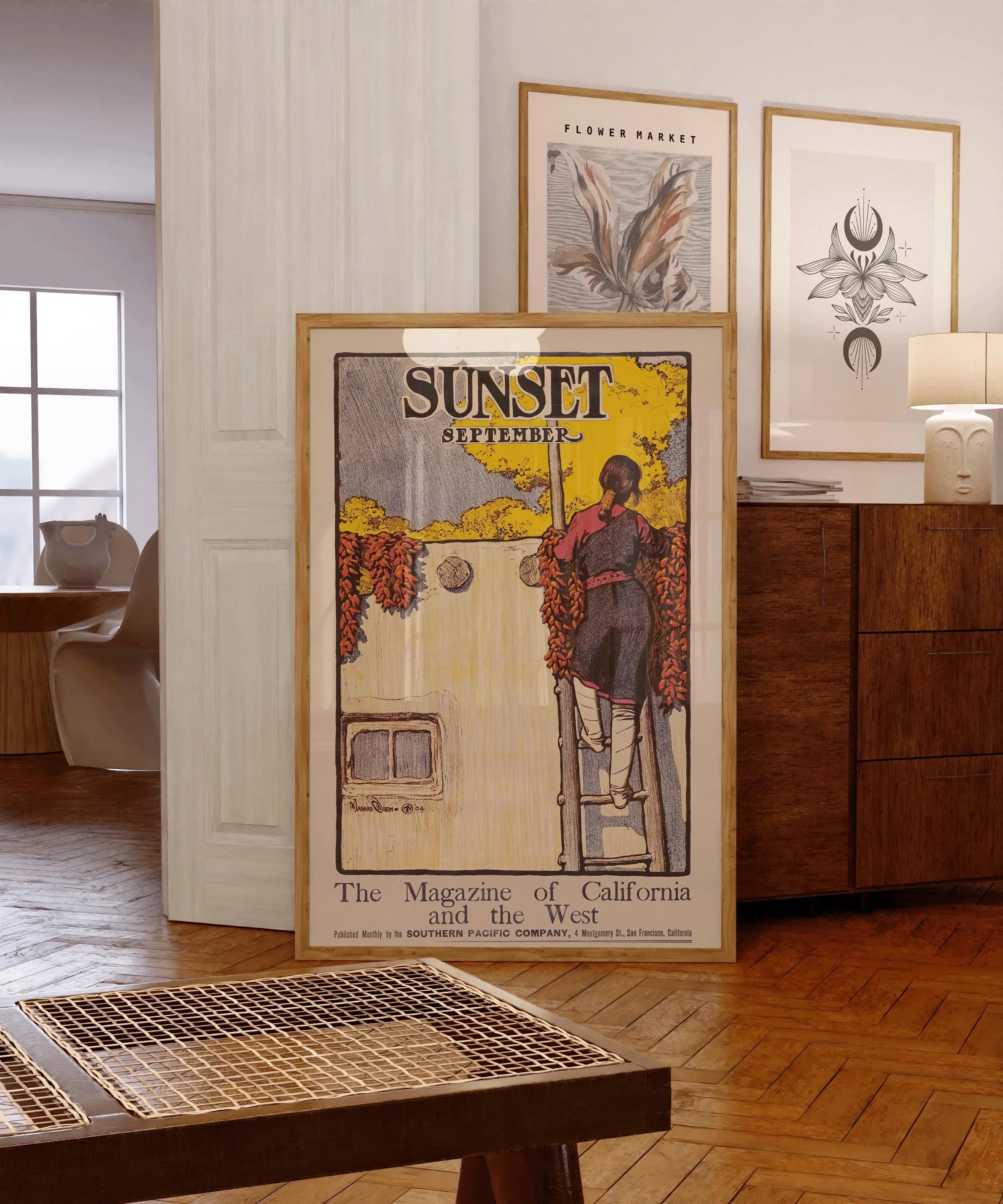 Vibrant California Adobe & Chili Ristras - Maynard Dixon Magazine Cover | Vintage Western Illustration Available Handframed or Unframed - 9ArtPrints