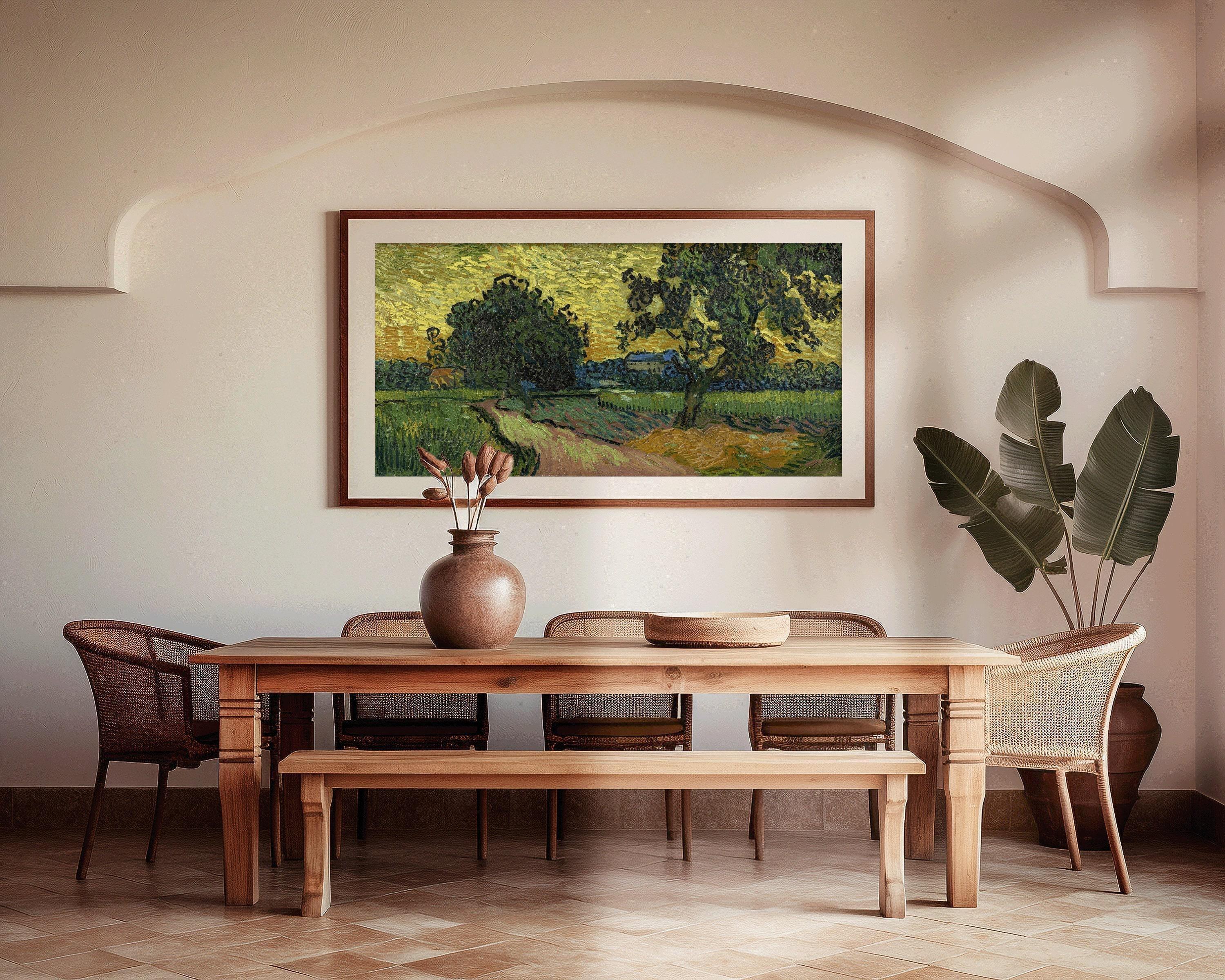 Vincent Van Gogh – Landscape at Twilight | Vintage Impressionist Wide Panoramic Art (available handframed or unframed) 2x1 - 9ArtPrints