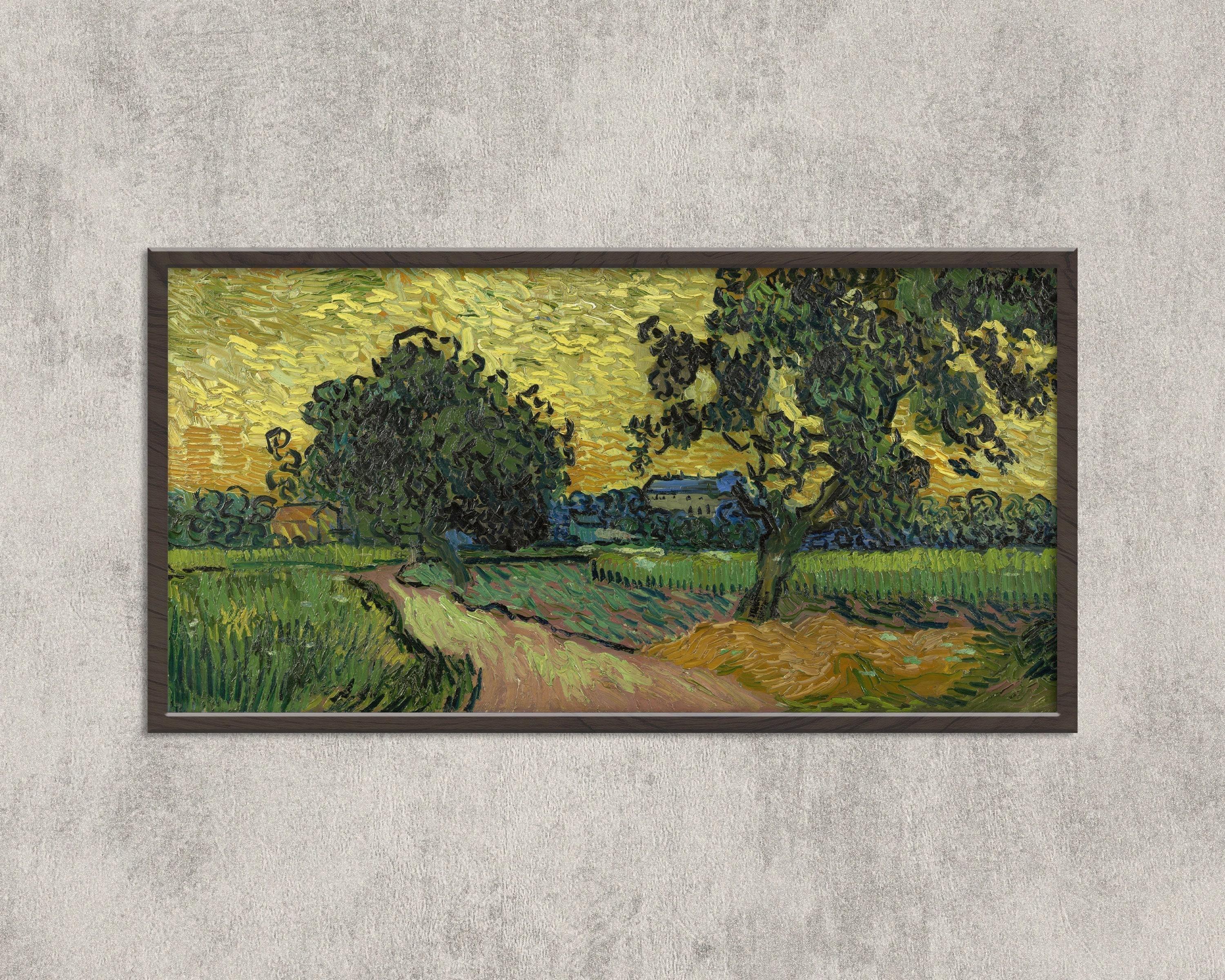 Vincent Van Gogh – Landscape at Twilight | Vintage Impressionist Wide Panoramic Art (available handframed or unframed) 2x1 - 9ArtPrints