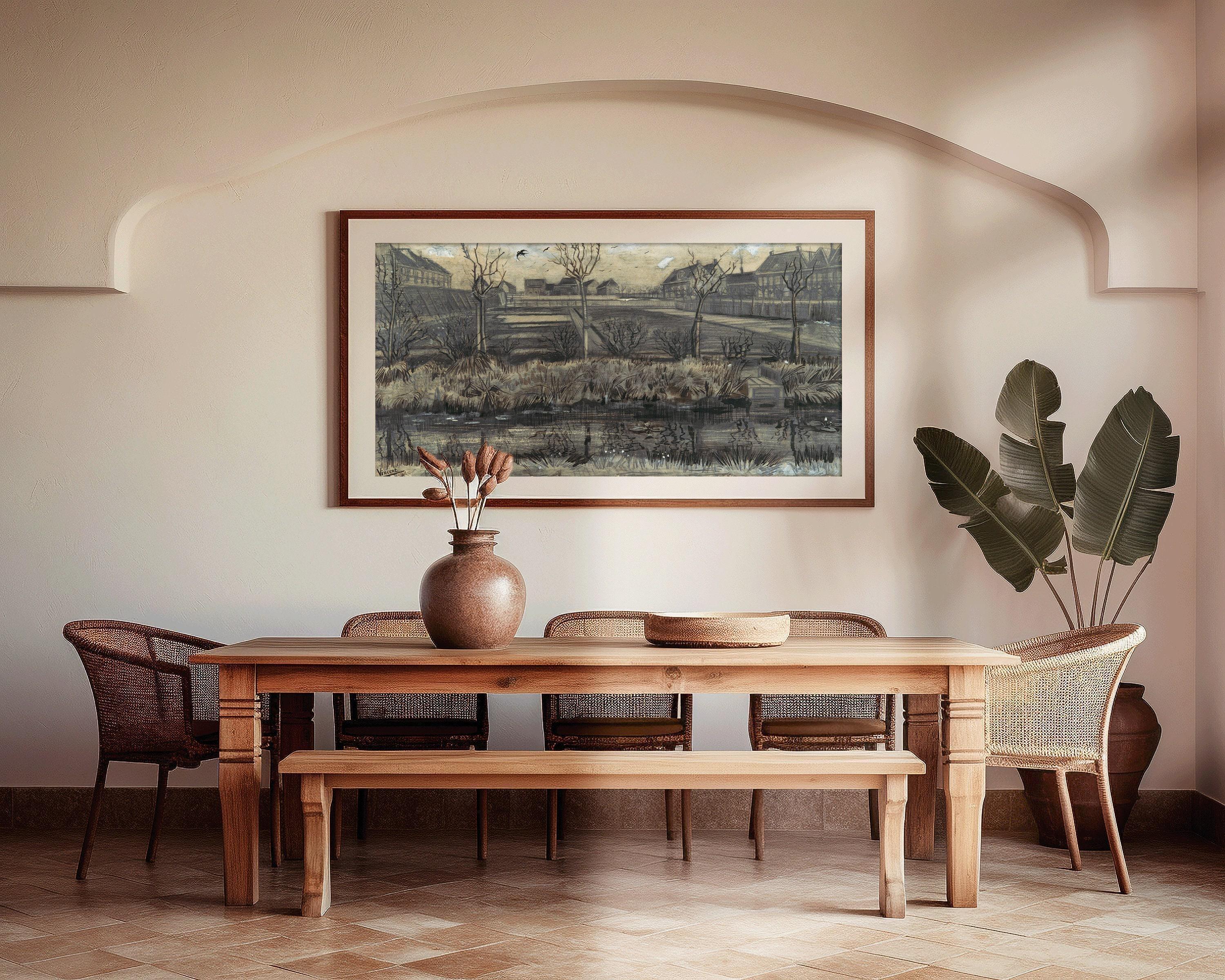 Vincent Van Gogh – Nursery on Schenkweg | Vintage Impressionist Wide Panoramic Art (available handframed or unframed) 2x1 - 9ArtPrints