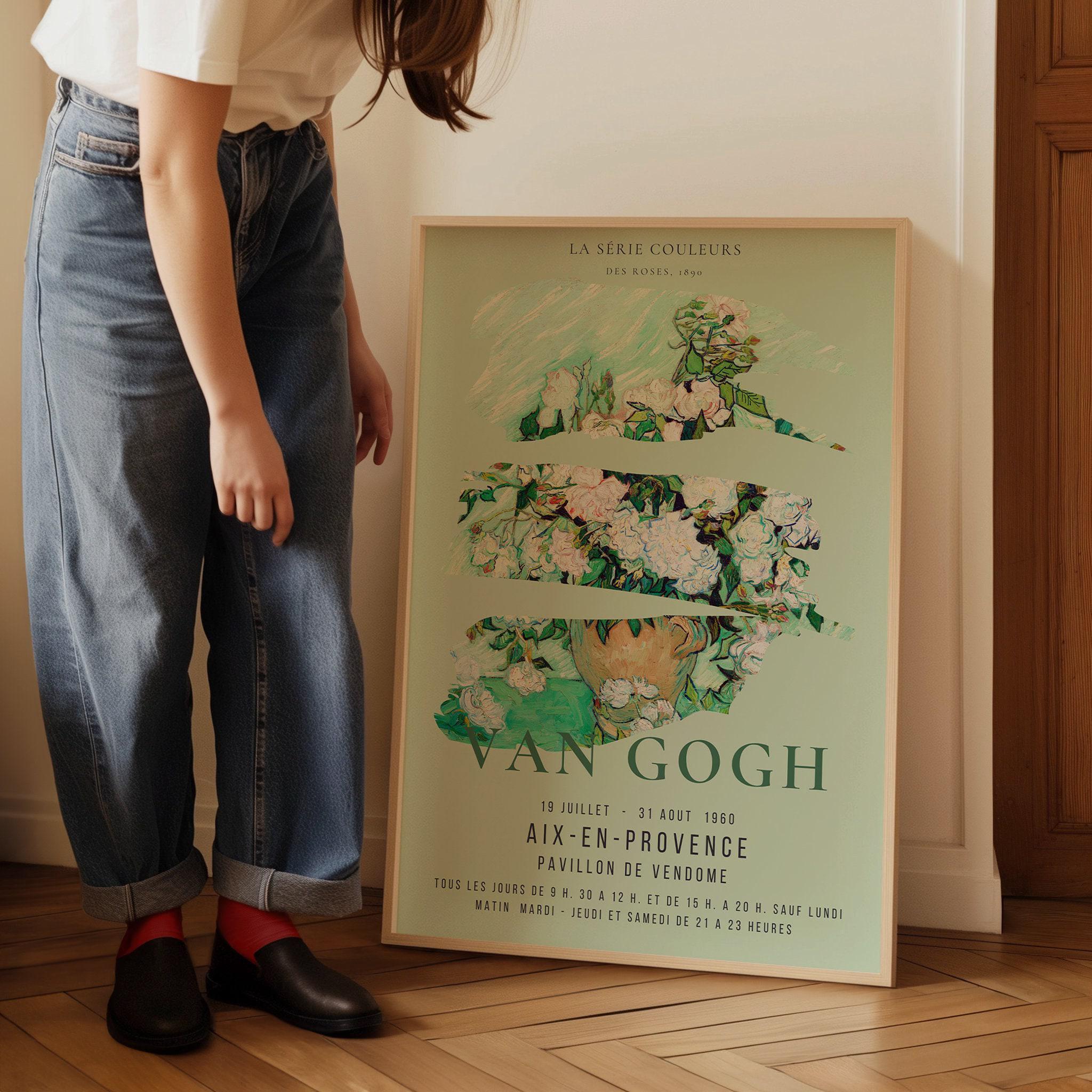 Vincent Van Gogh - Roses | Our Most Tranquil and Gorgeous Exhibition Poster Fine Art Print in Mint Green (available framed or unframed) - 9ArtPrints