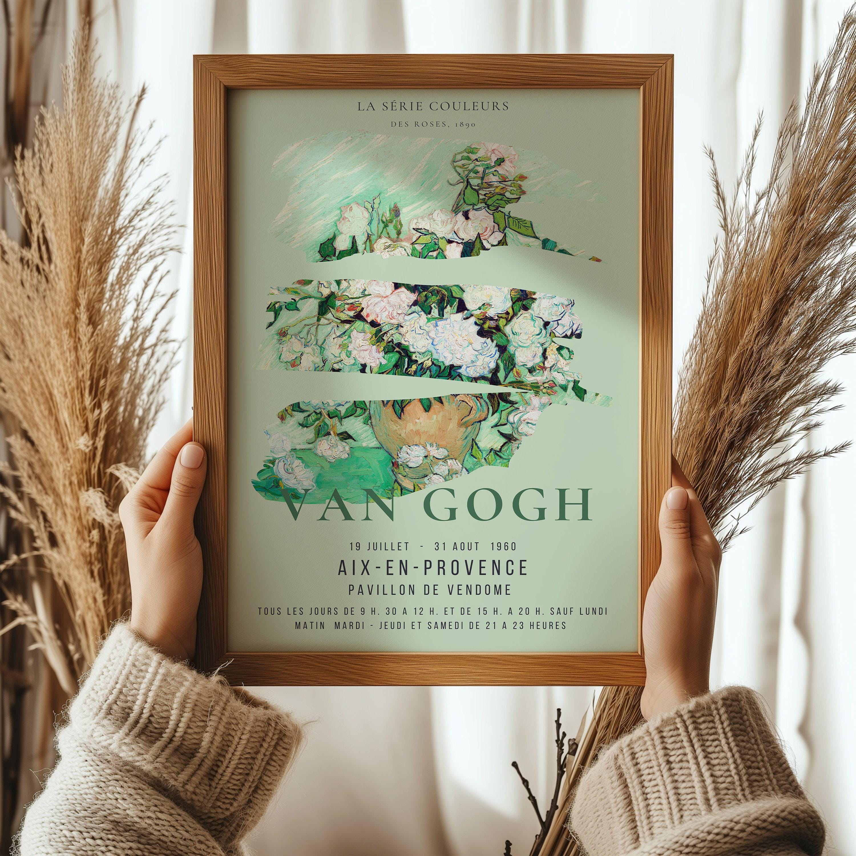 Vincent Van Gogh - Roses | Our Most Tranquil and Gorgeous Exhibition Poster Fine Art Print in Mint Green (available framed or unframed) - 9ArtPrints