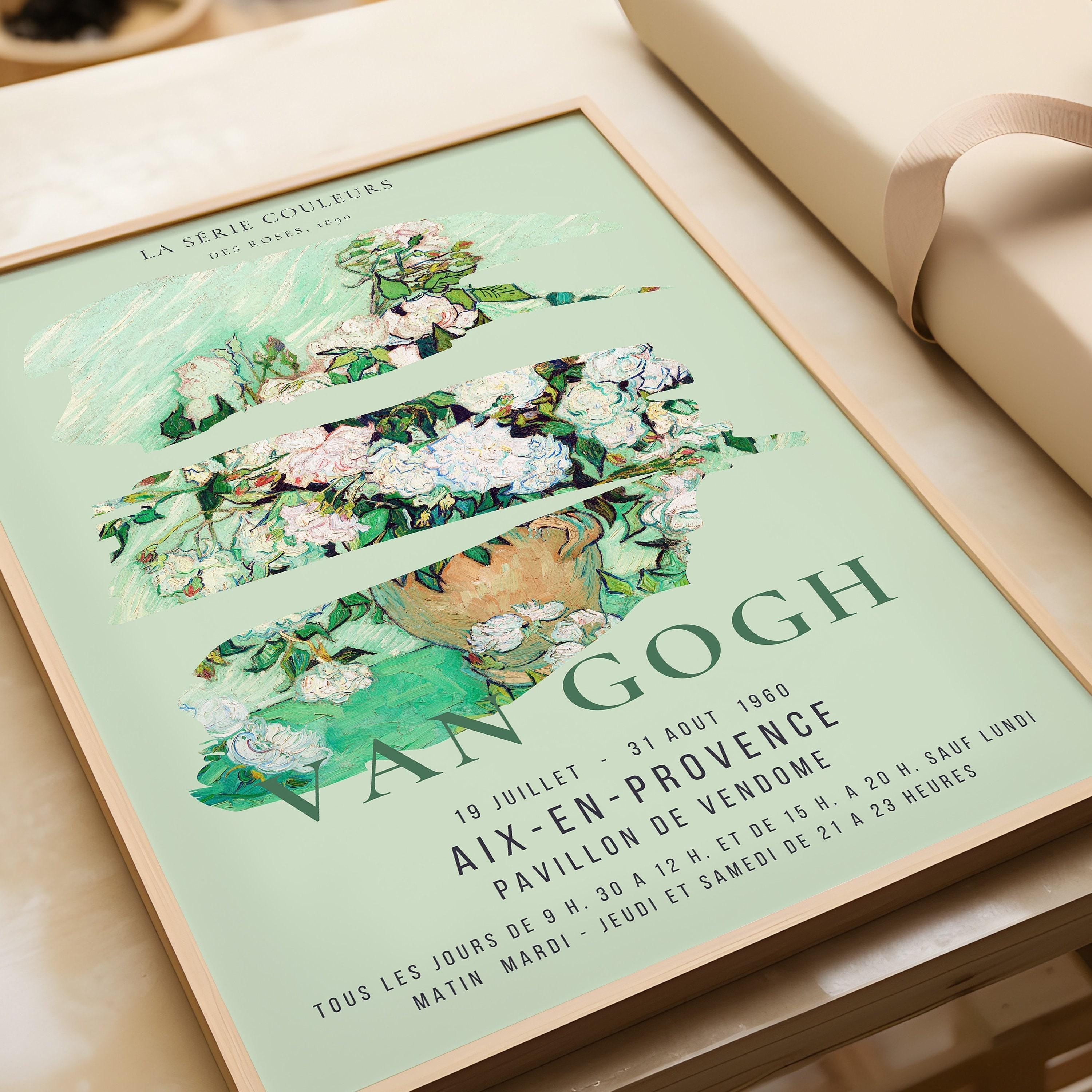 Vincent Van Gogh - Roses | Our Most Tranquil and Gorgeous Exhibition Poster Fine Art Print in Mint Green (available framed or unframed) - 9ArtPrints
