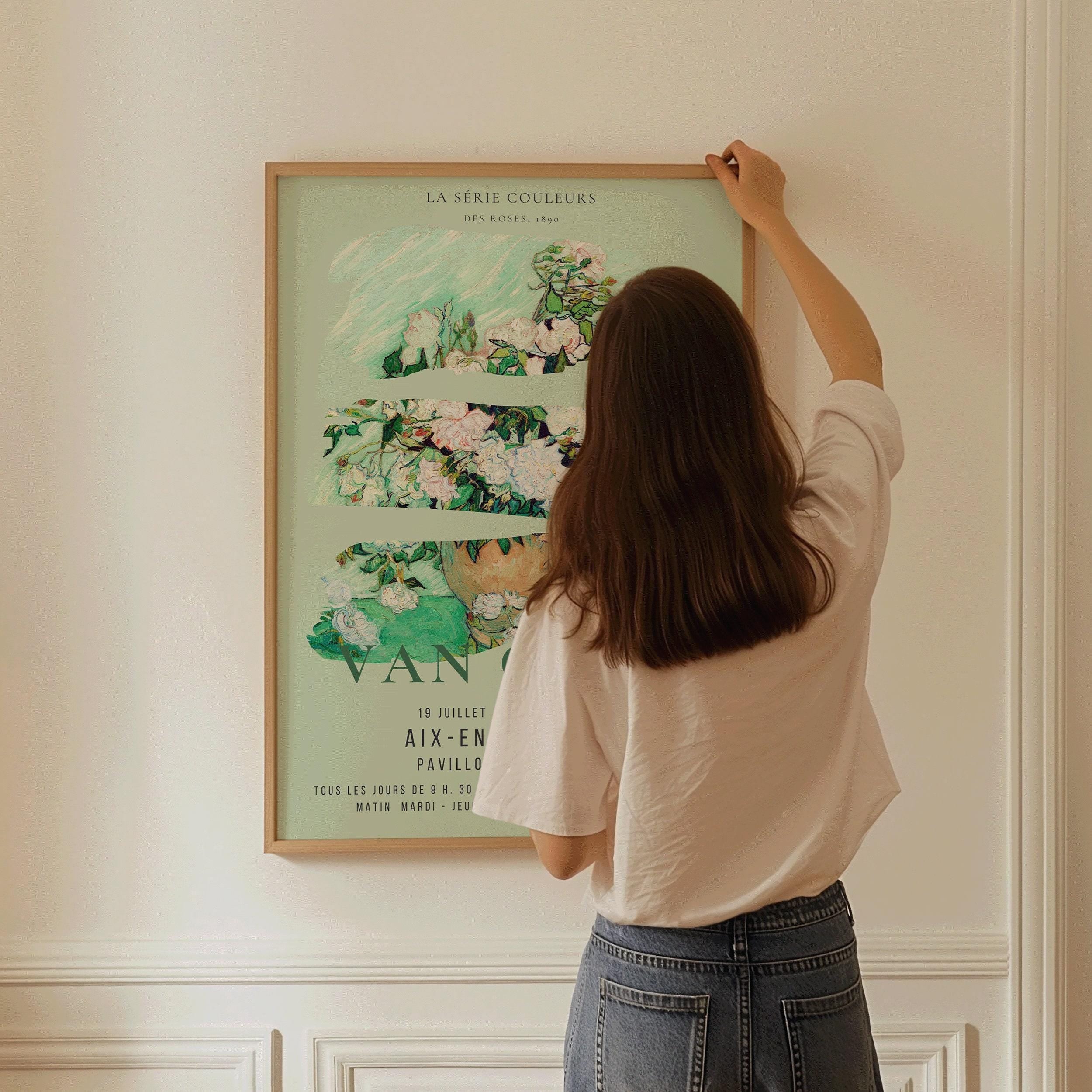 Vincent Van Gogh - Roses | Our Most Tranquil and Gorgeous Exhibition Poster Fine Art Print in Mint Green (available framed or unframed) - 9ArtPrints