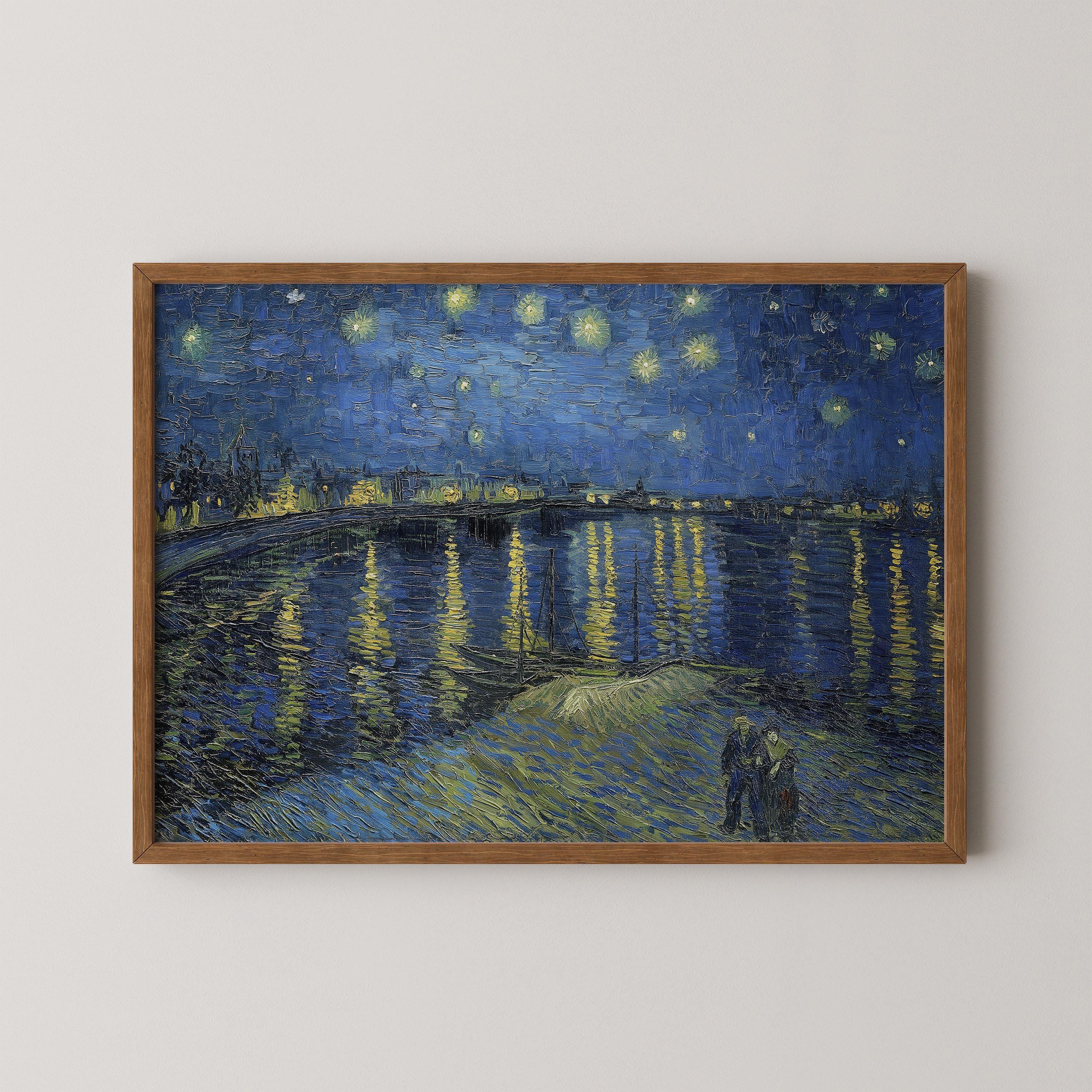 Vincent Van Gogh - Starry Night over the Rhone | Classic Impressionist Exhibition Poster Fine Art Print (available framed or unframed) - 9ArtPrints