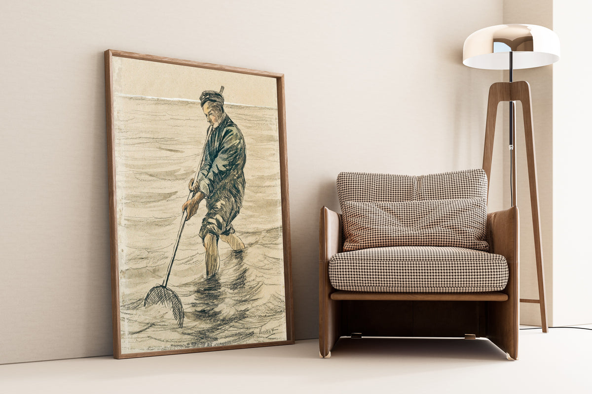 Vincent Van Gogh - The Shell Fisherman | Vintage Sketch Art (available handframed or unframed) - 9ArtPrints
