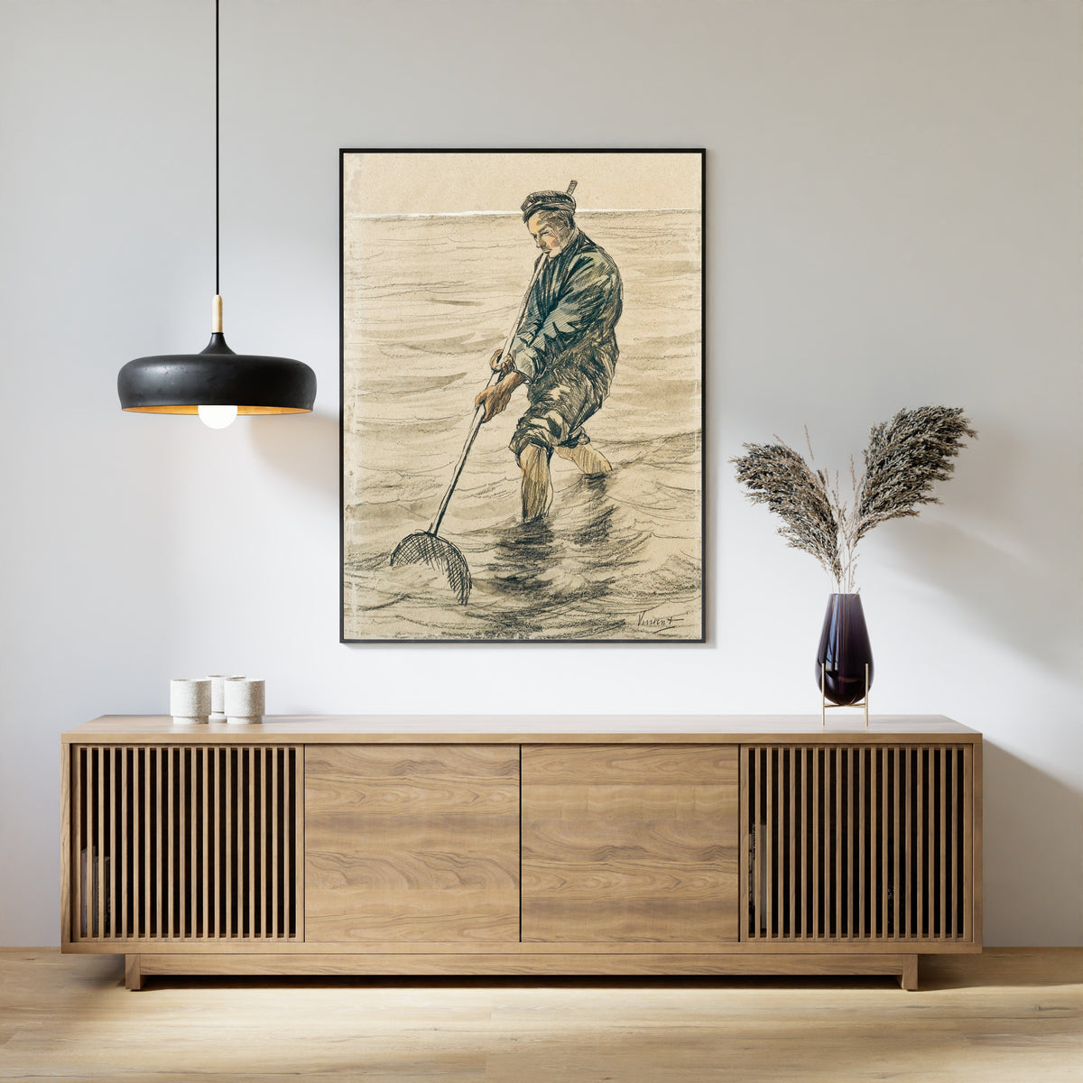 Vincent Van Gogh - The Shell Fisherman | Vintage Sketch Art (available handframed or unframed) - 9ArtPrints