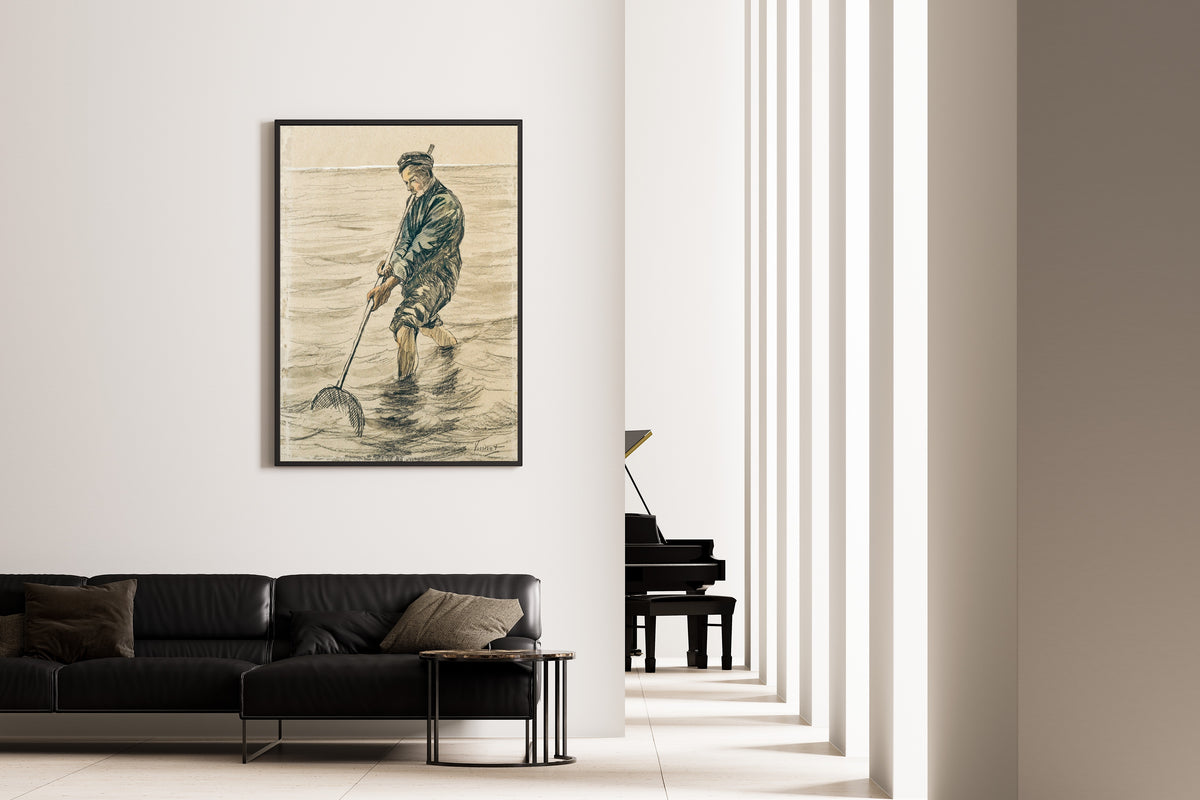 Vincent Van Gogh - The Shell Fisherman | Vintage Sketch Art (available handframed or unframed) - 9ArtPrints