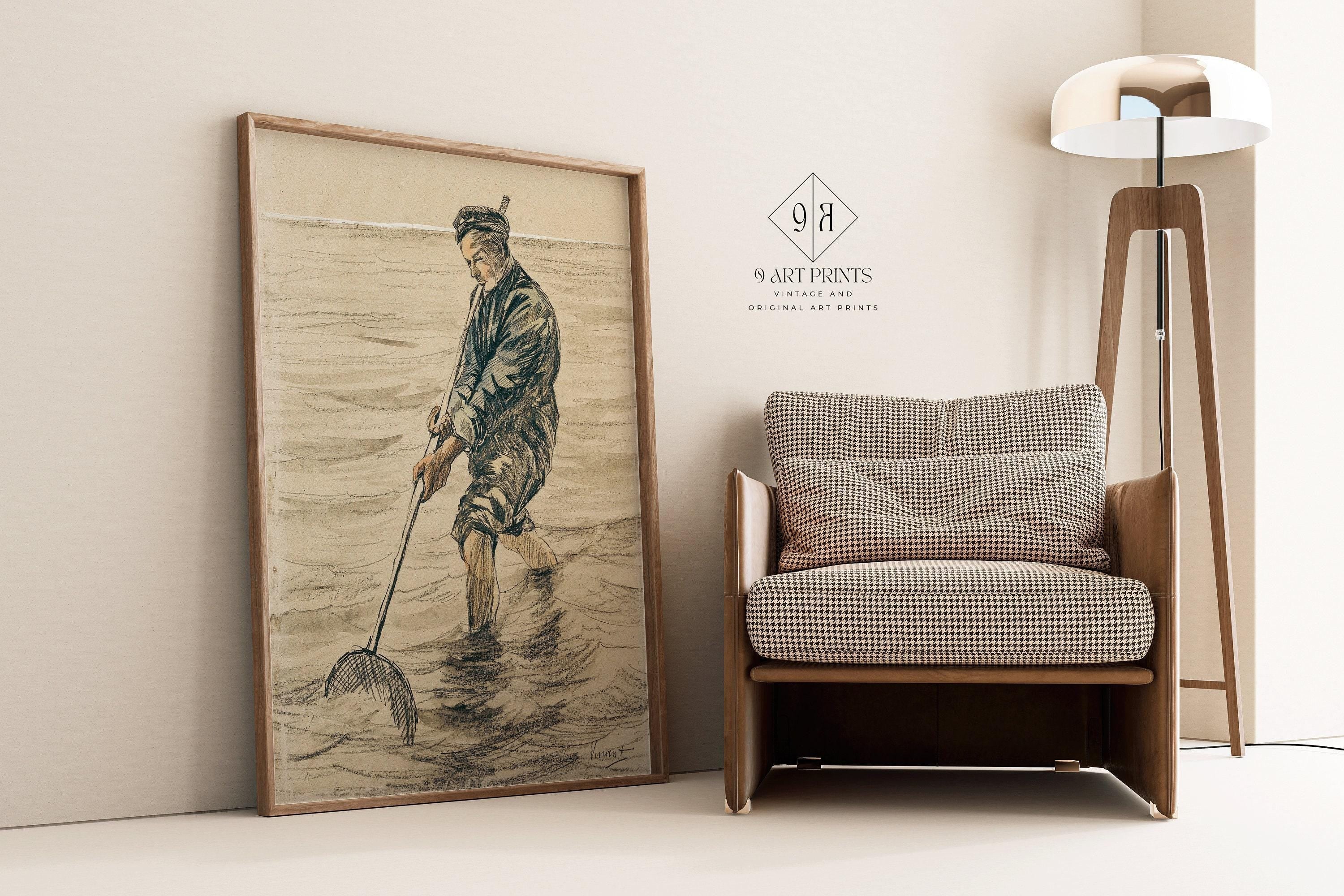 Vincent Van Gogh - The Shell Fisherman | Vintage Sketch Art (available handframed or unframed) - 9ArtPrints
