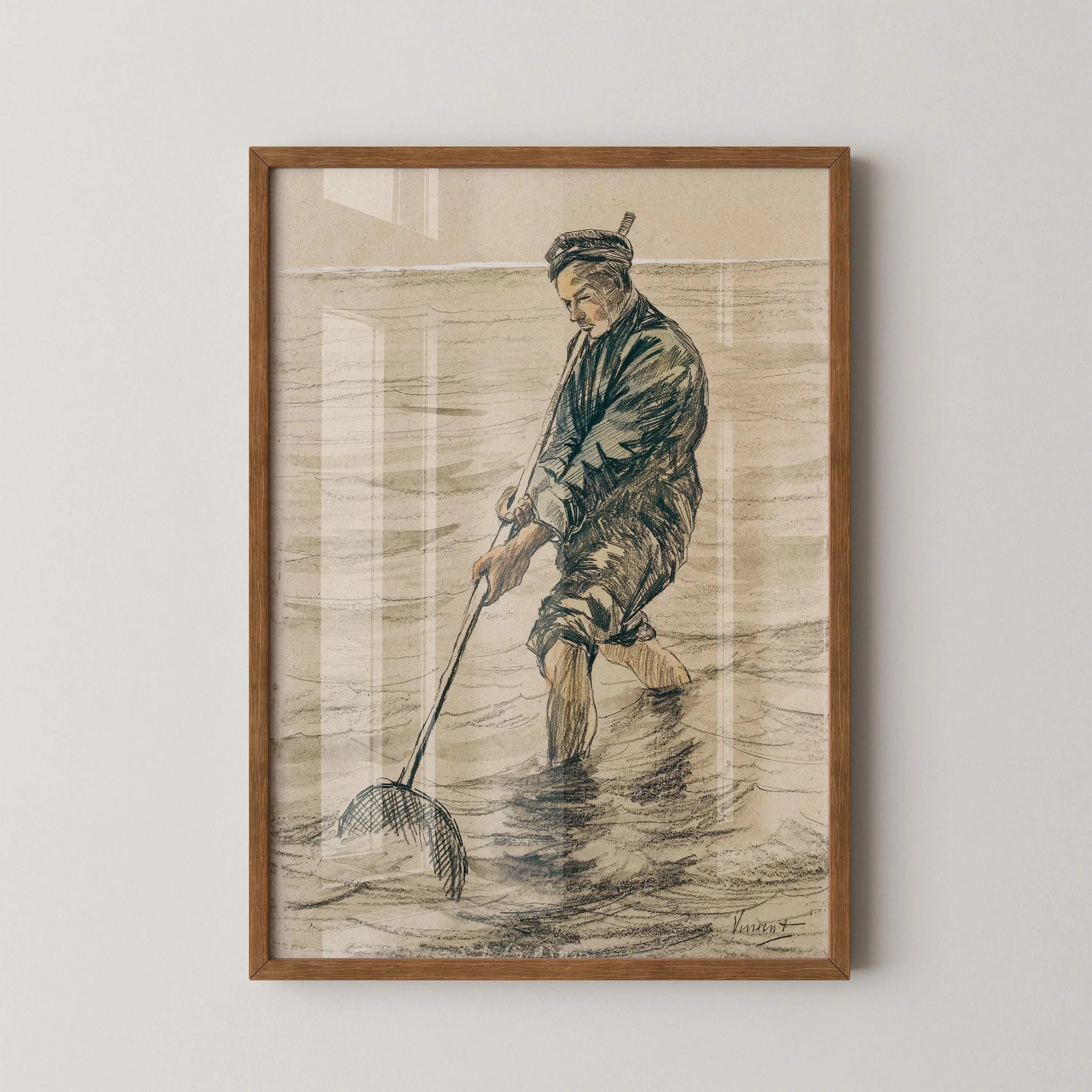 Vincent Van Gogh - The Shell Fisherman | Vintage Sketch Art (available handframed or unframed) - 9ArtPrints