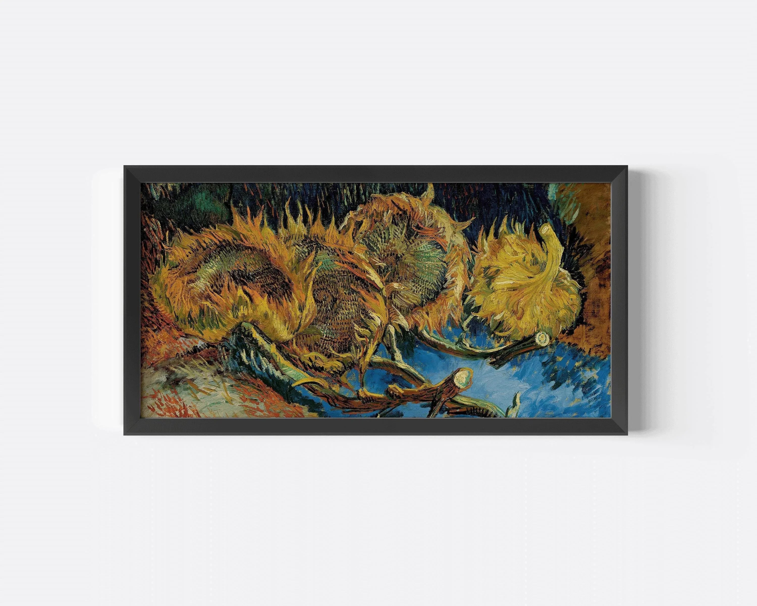 Vincent Van Gogh – Three Sunflowers Gone to Seed | Vintage Impressionist Wide Panoramic Art (available handframed or unframed) 2x1 - 9ArtPrints