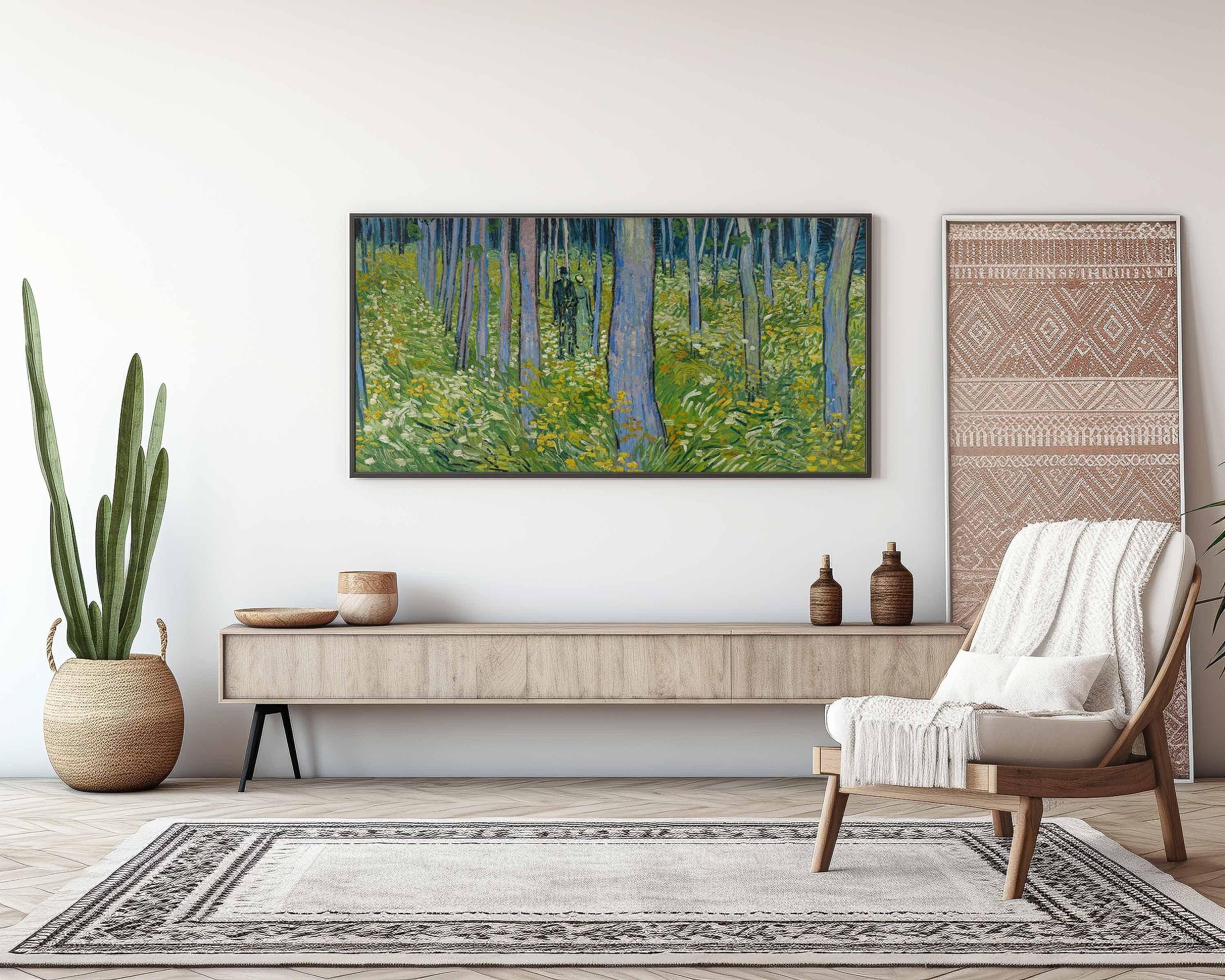 Vincent Van Gogh – Undergrowth with Two Figures | Vintage Impressionist Wide Panoramic Art (available handframed or unframed) 2x1 - 9ArtPrints