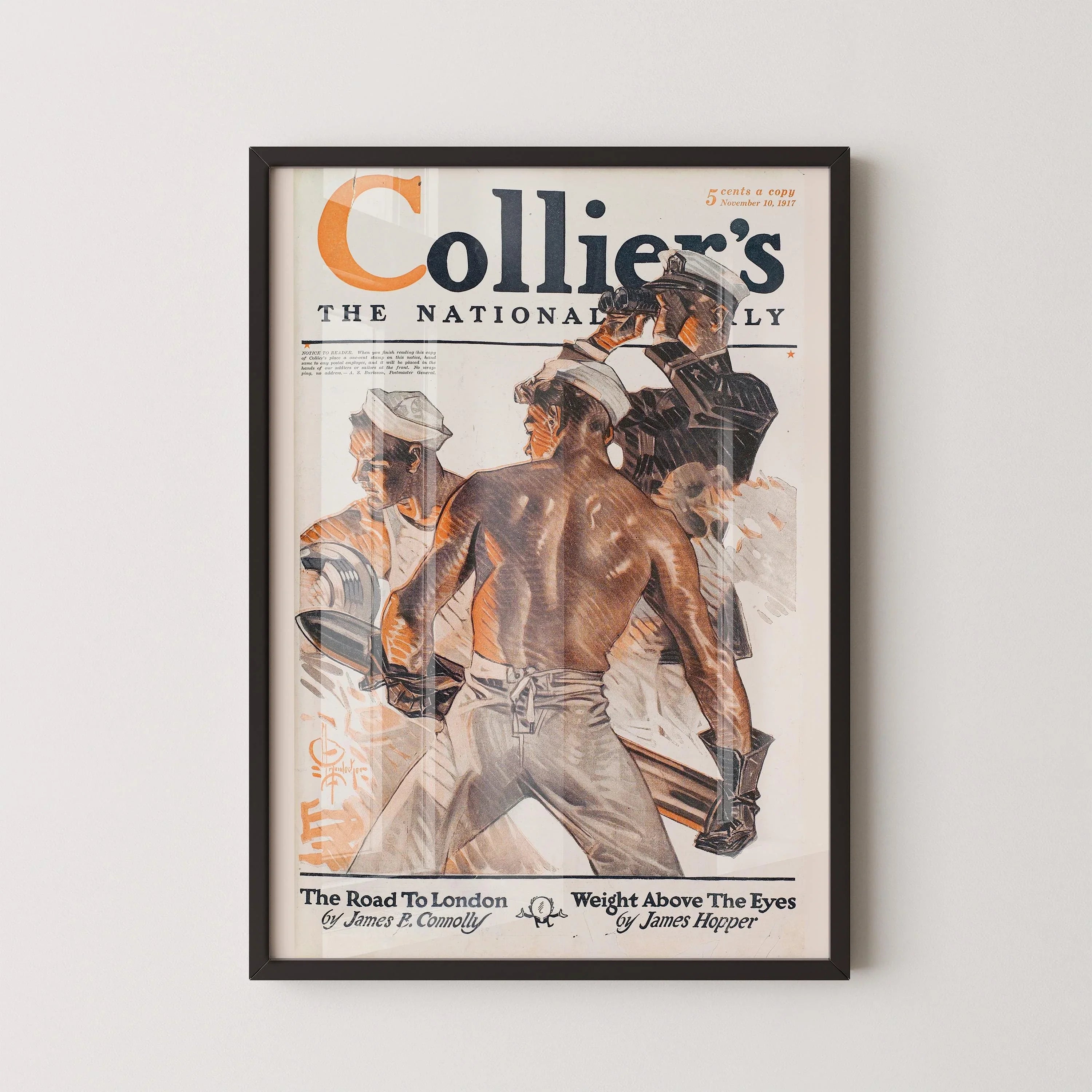Vintage 1917 Collier’s Sailor Print – Classic LGBTQ+ Masculine Art & Nautical Strength | Edward Penfield Magazine Cover (available framed) - 9ArtPrints
