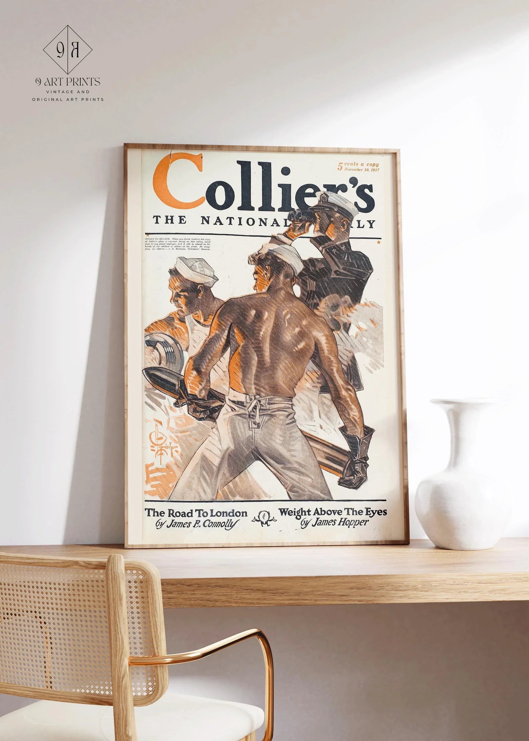 Vintage 1917 Collier’s Sailor Print – Classic LGBTQ+ Masculine Art & Nautical Strength | Edward Penfield Magazine Cover (available framed) - 9ArtPrints