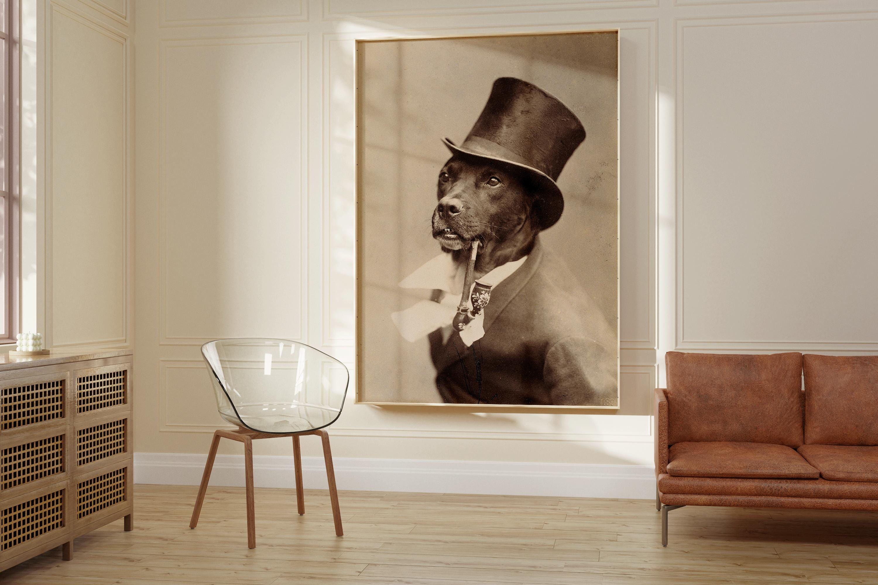 Vintage Dog Portrait : 1800's Famous Black and White Photograph Giclée Print - 9ArtPrints