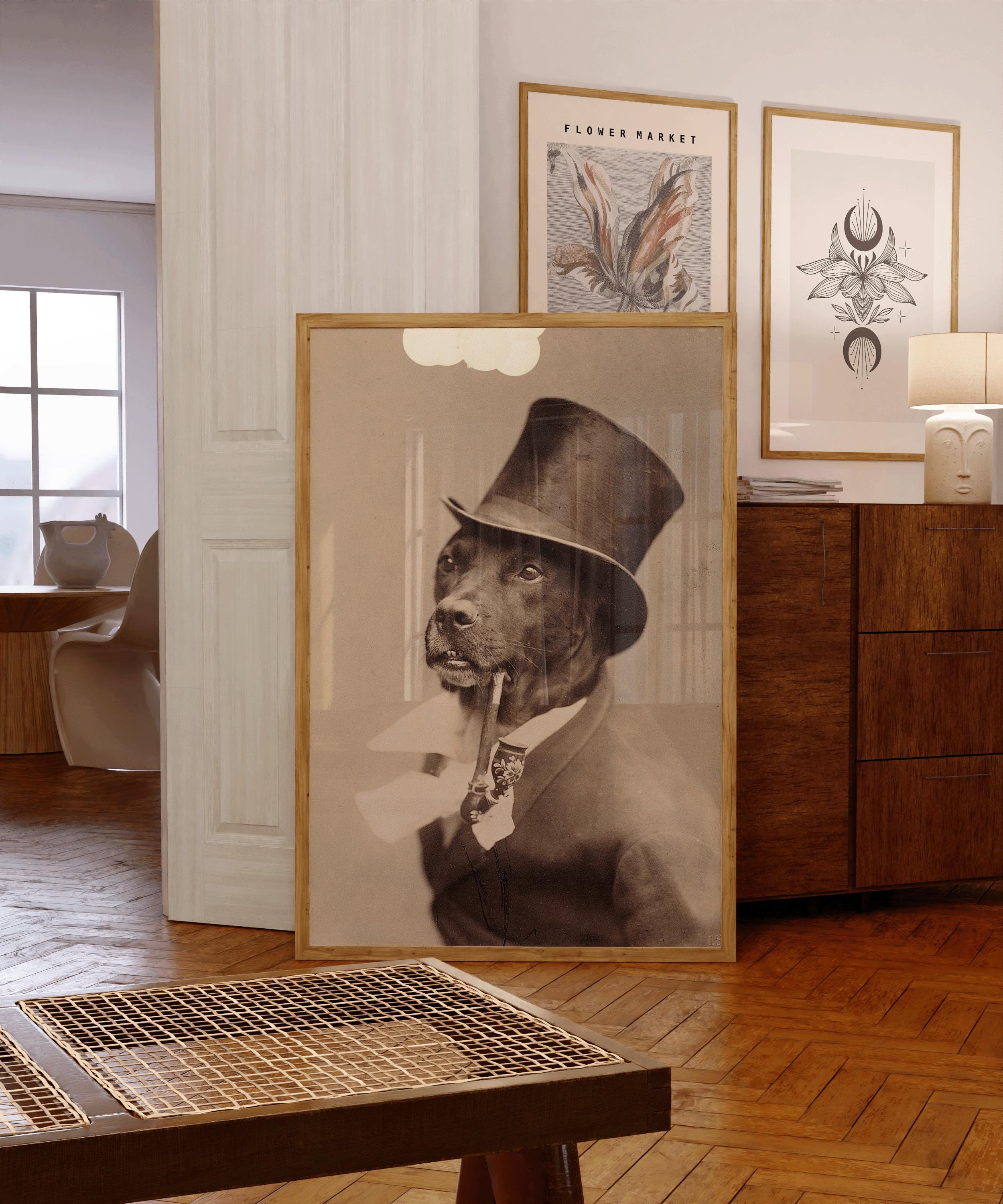 Vintage Dog Portrait : 1800's Famous Black and White Photograph Giclée Print - 9ArtPrints