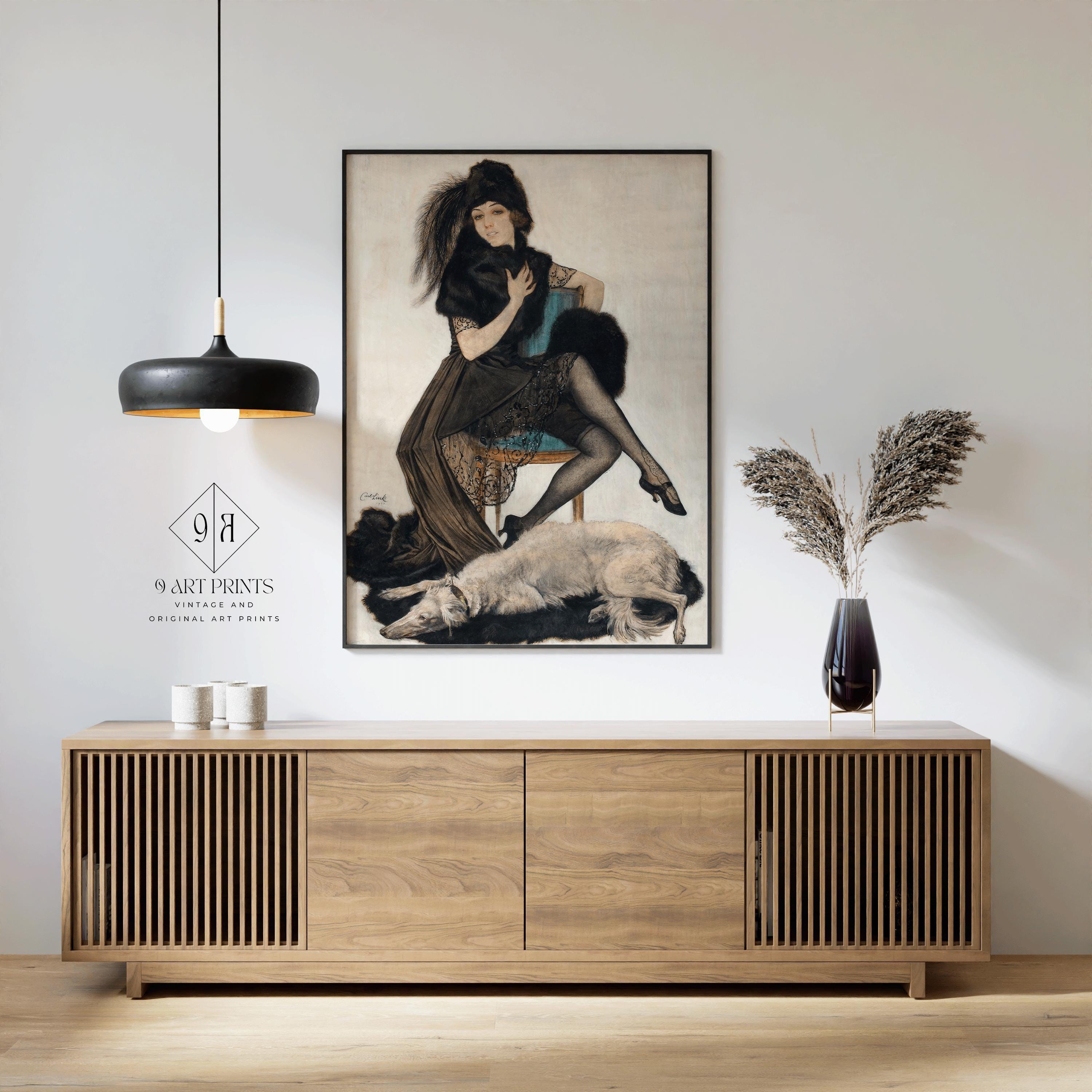 Vintage Glam: Fur, Lace, and Attitude - POSING by Carl Link | 1920's Elegance | Vintage Artwork Available handframed or unframed - 9ArtPrints