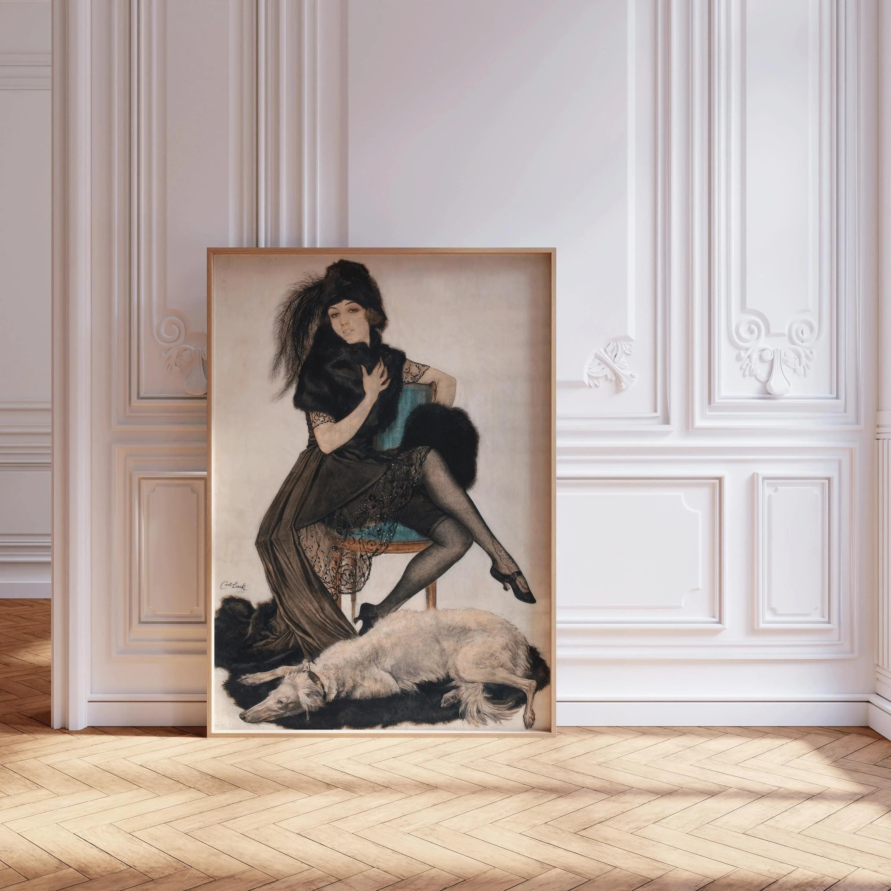 Vintage Glam: Fur, Lace, and Attitude - POSING by Carl Link | 1920's Elegance | Vintage Artwork Available handframed or unframed - 9ArtPrints