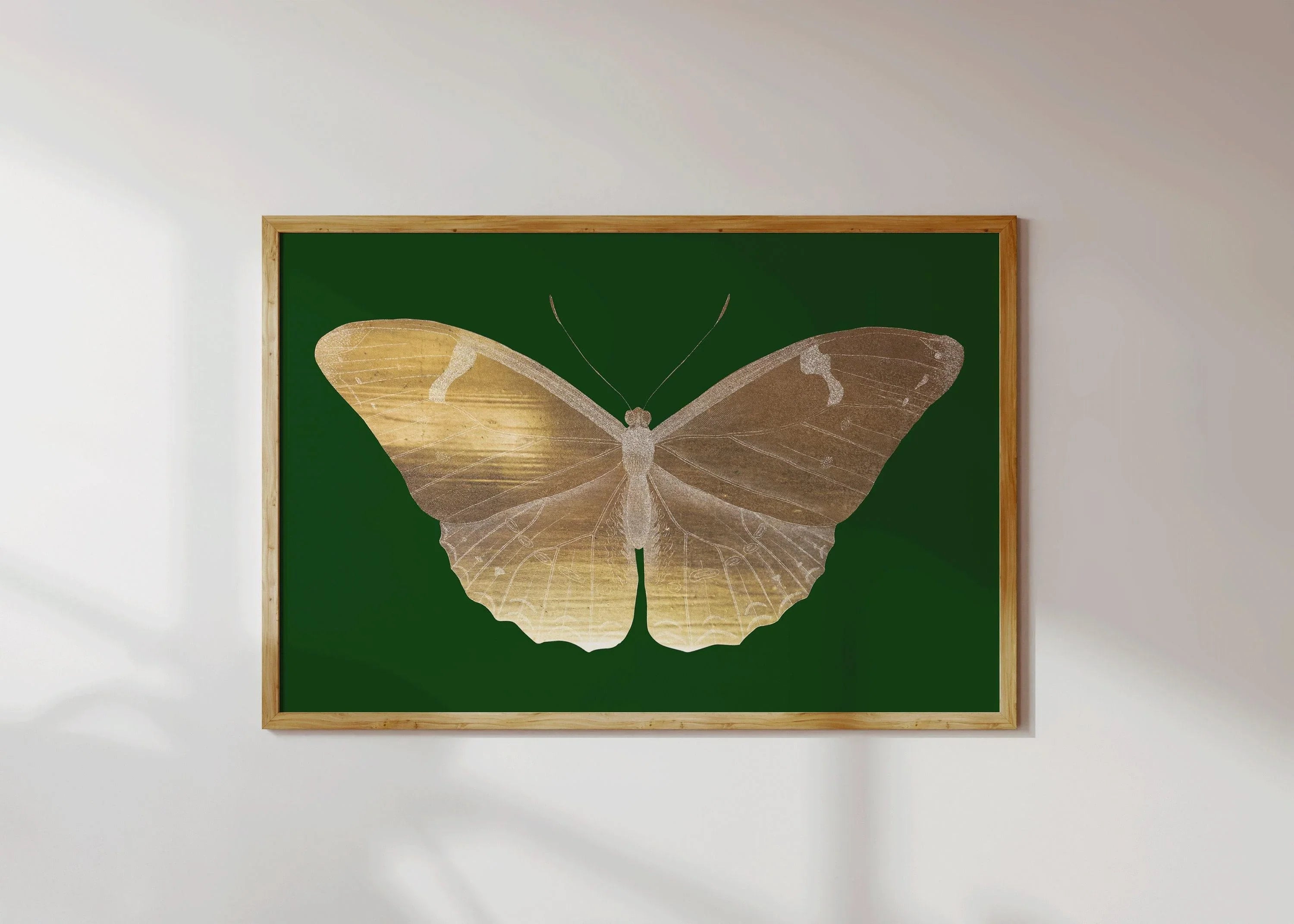 Vintage Gold Butterfly | Emerald Green Dark Academia Style Art Print