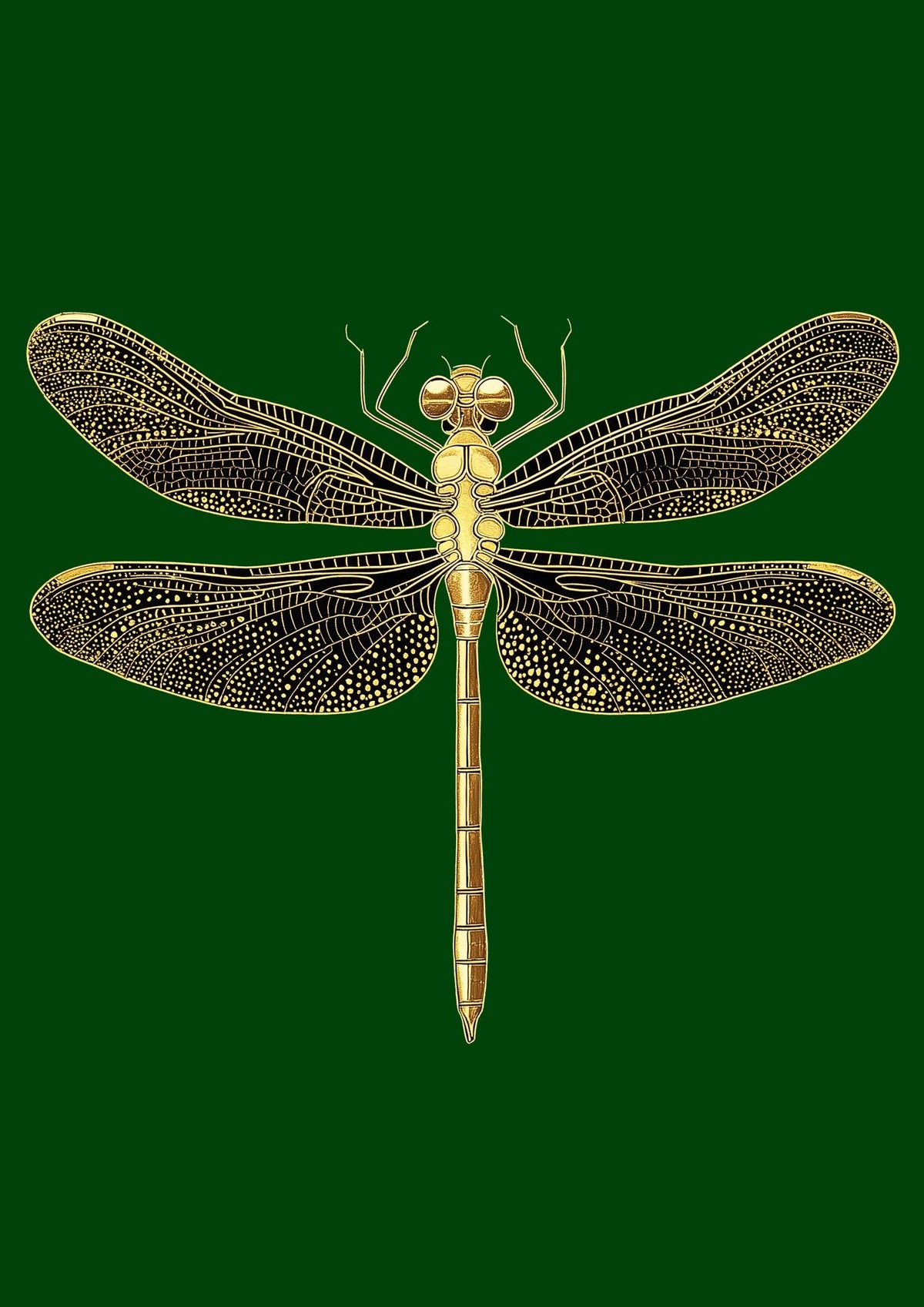 Vintage Illustration — Gold Dragonfly | Fine Art Print - 9ArtPrints