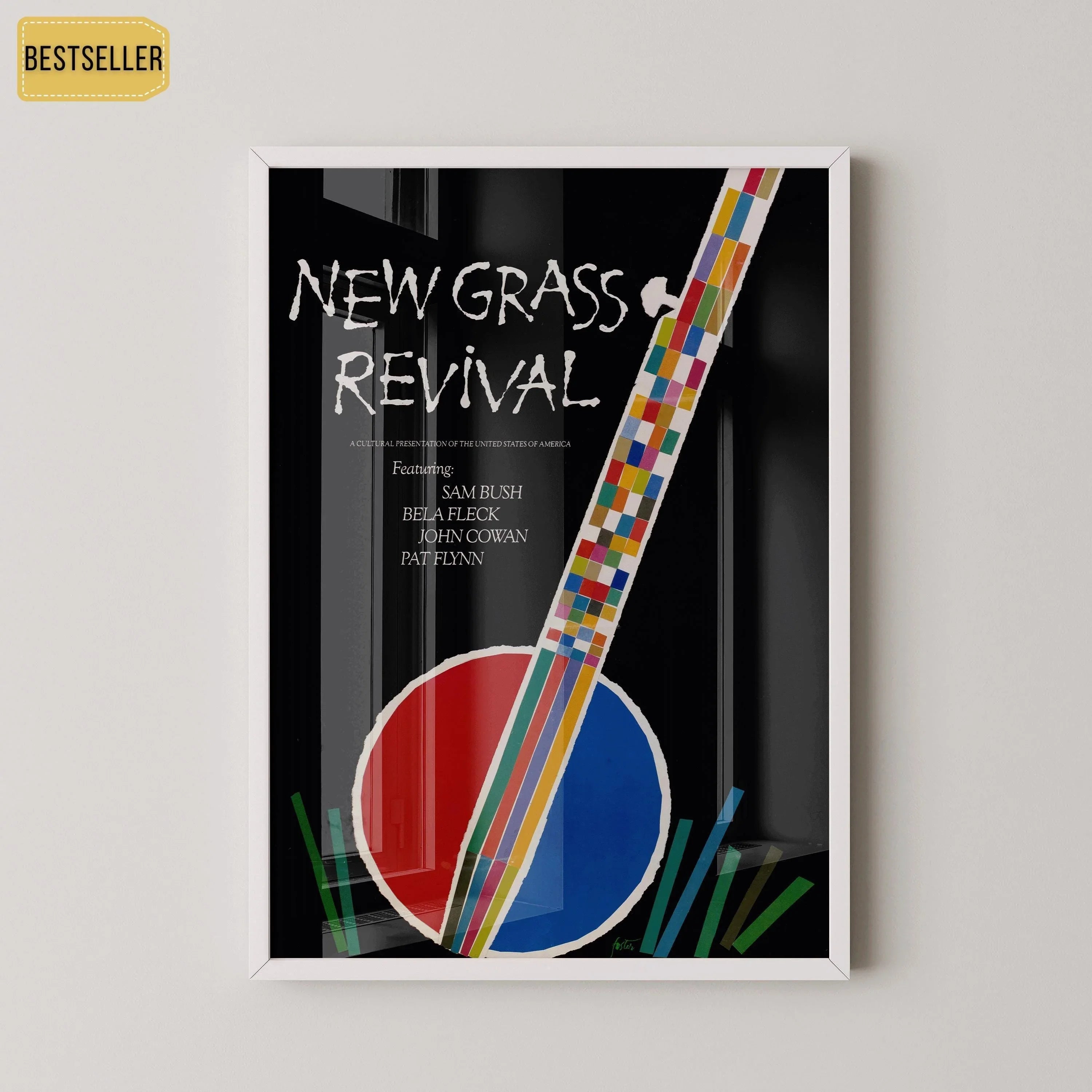 Vintage Music Poster - Bluegrass (USIA/New Grass Revival) | Our Most Popular Music Poster Available handframed or unframed - 9ArtPrints