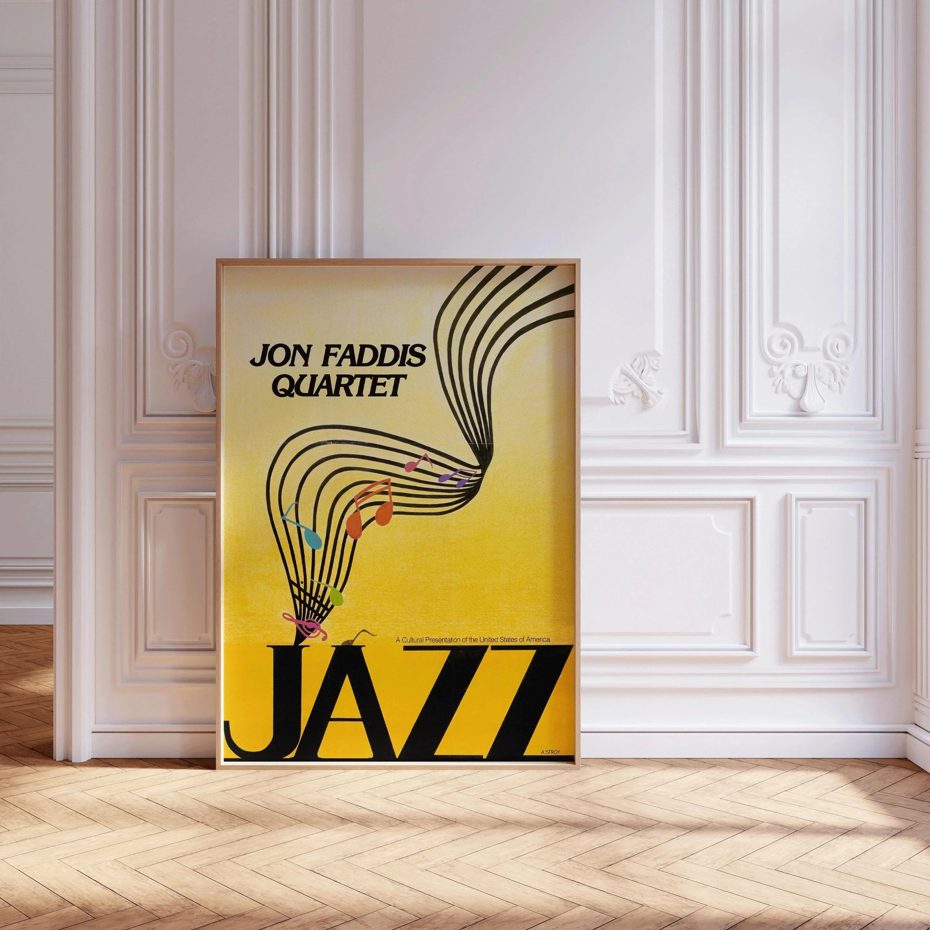 Vintage Music Poster - Jazz (USIA/Jon Faddis Quarter) | Striking Yellow | Available handframed or unframed - 9ArtPrints