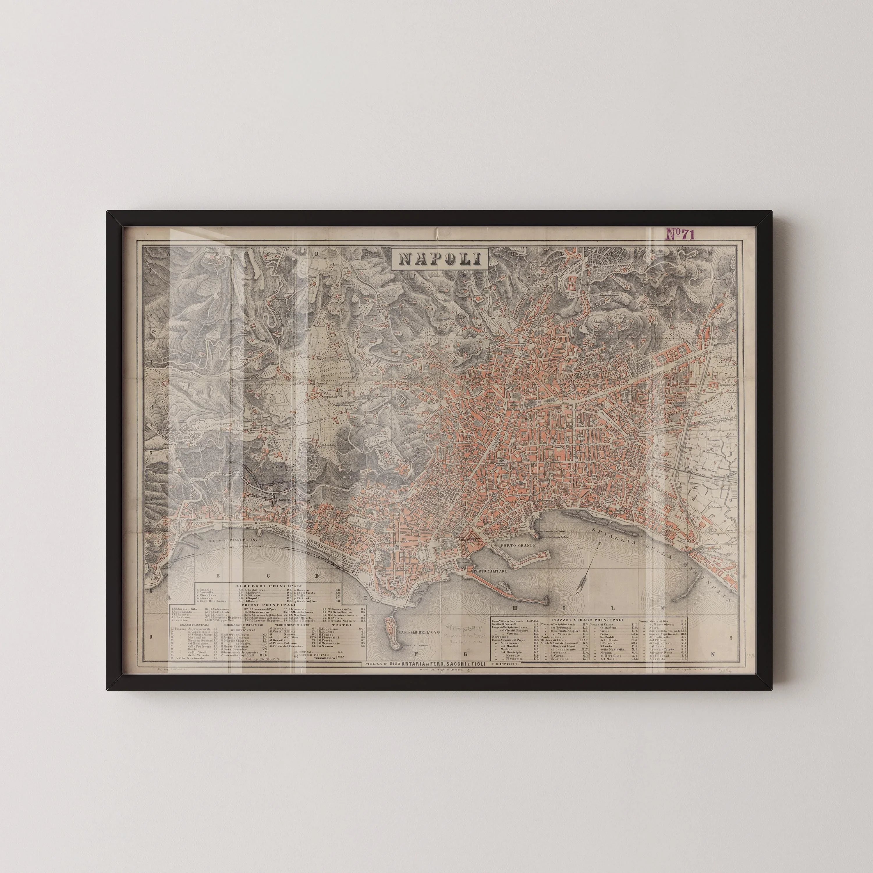 Vintage Naples Map Print (available handframed or unframed) - 9ArtPrints