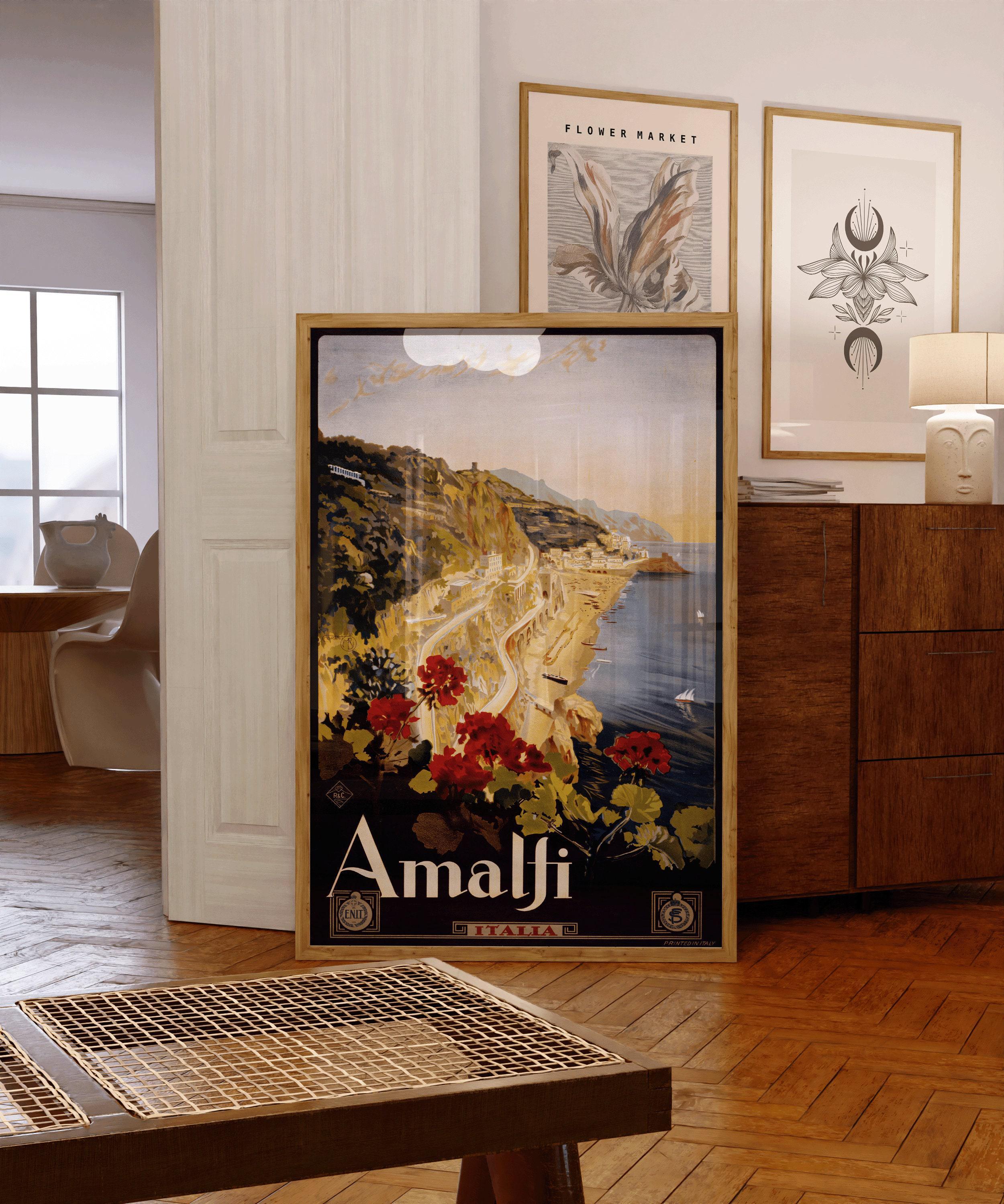 Vintage Travel Poster - Amalfi Coast, Italy | Available handframed or unframed - 9ArtPrints