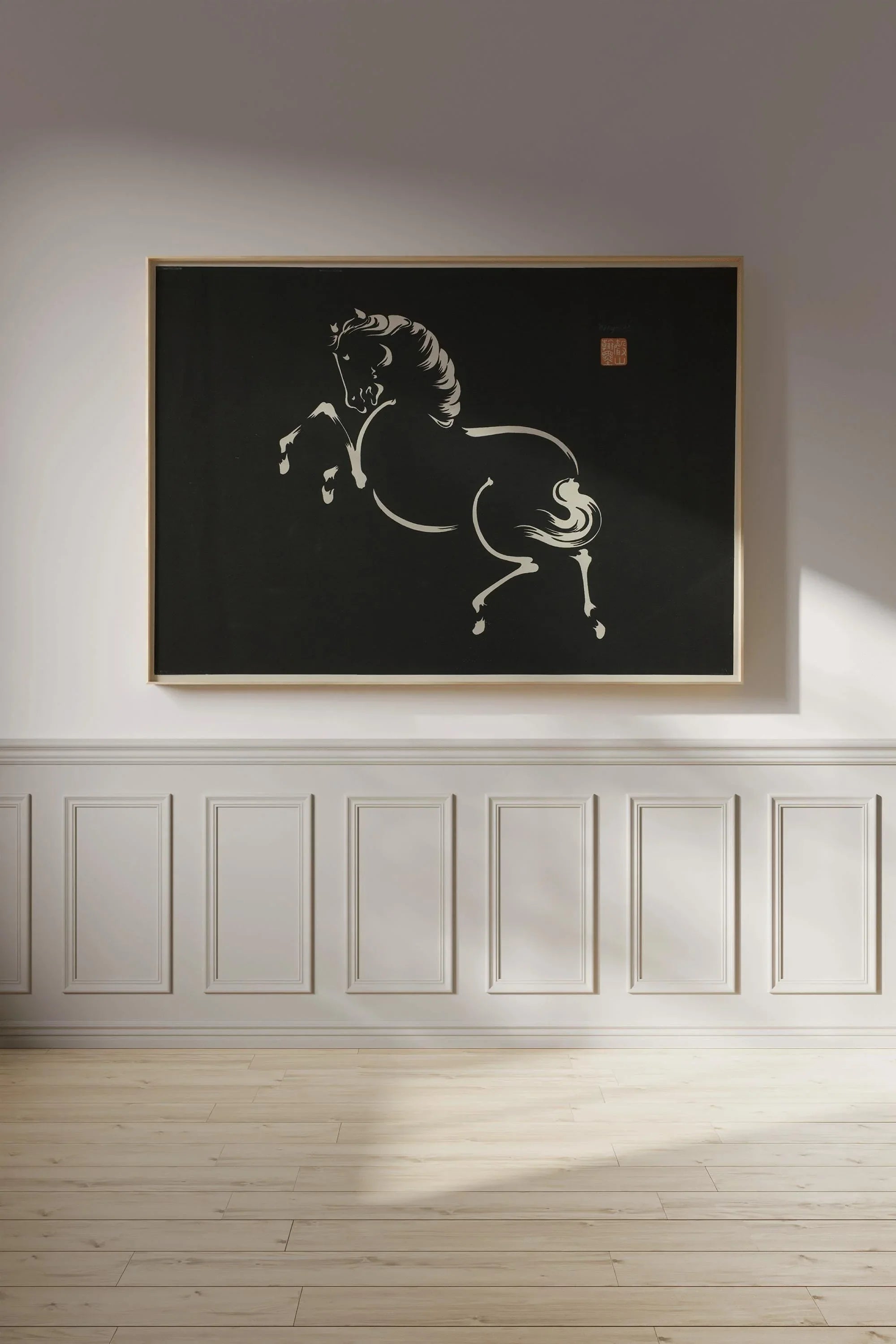 Wakyosai - Rearing Horse | PRINT | A Stunning Vintage Japanese Horse Artwork in Black